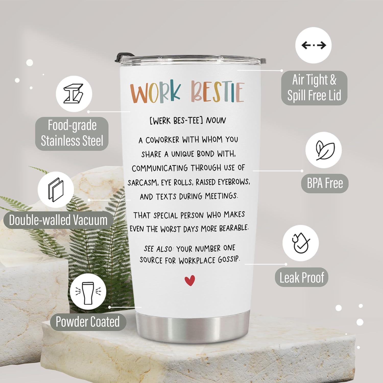 Regalos de trabajo para mujeres, vaso de acero inoxidable de 20 onzas para el trabajo, mejor amiga, regalos de cumpleaños para mejores amigas,