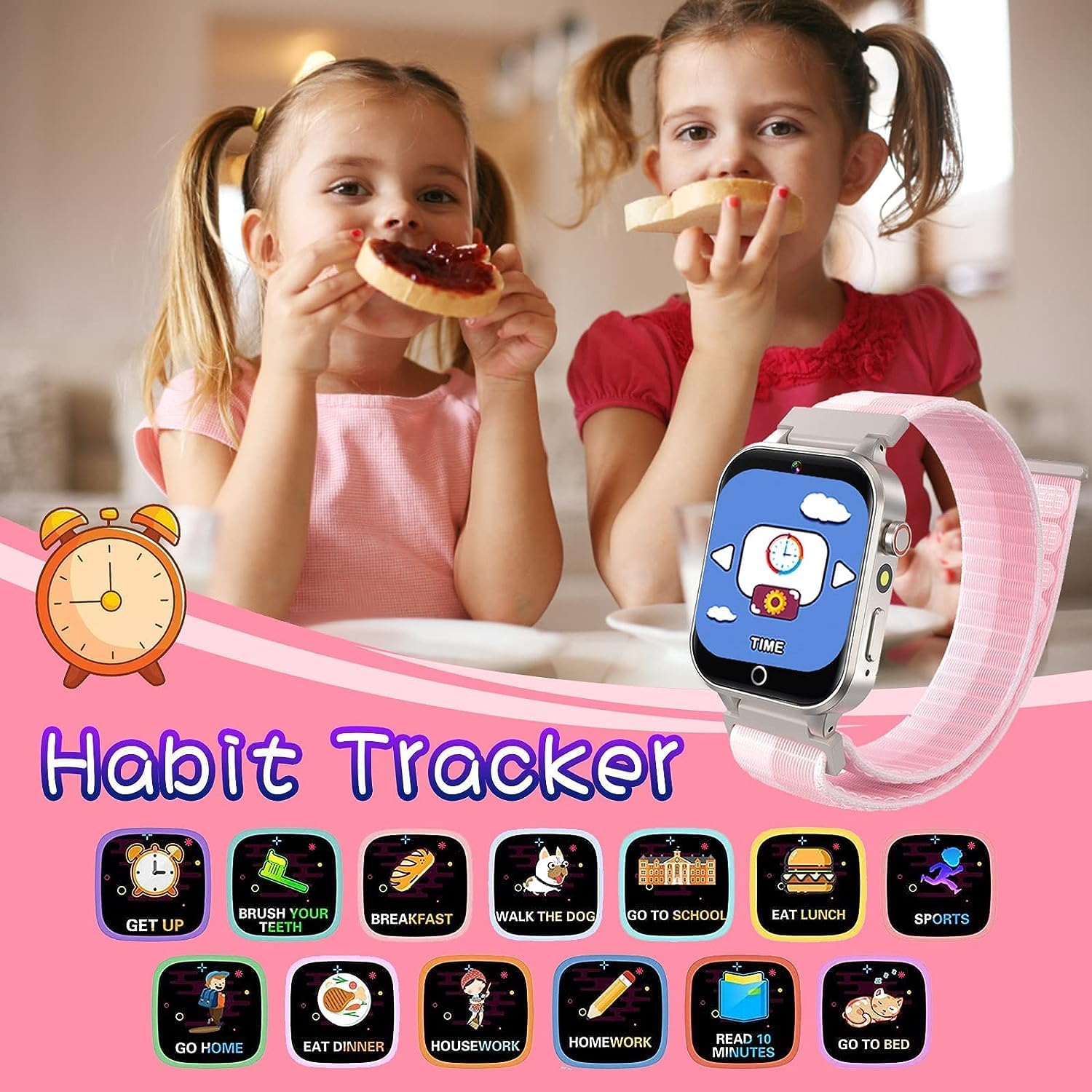 Reloj inteligente para niños con 26 juegos de rompecabezas, cámara, reproductor de música, seguimiento, podómetro, linterna de 1224 horas, juguetes