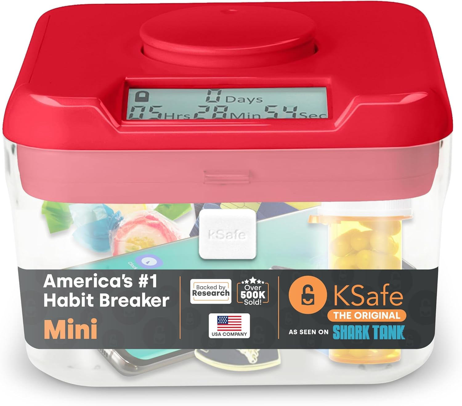 KSafe – Caja de bloqueo con temporizador para teléfonos, aperitivos y medicamentos, caja fuerte para celulares, cárcel y alimentos con temporizador,