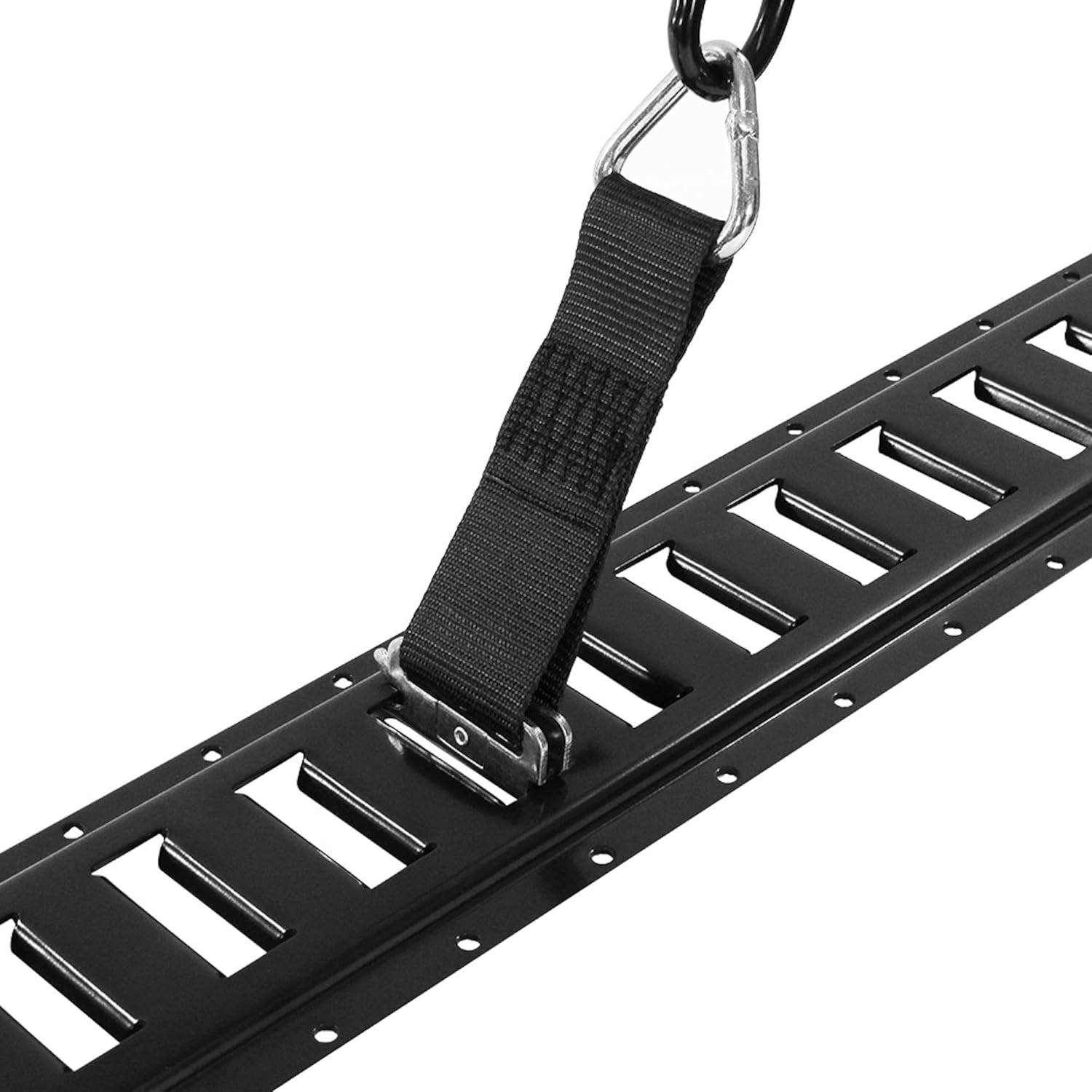 Pit Posse 11015BK-8 – Riel de amarre de pista E de 5 pies, rieles horizontales de acero – Fabricado en Estados Unidos – eTrack ajustable negro con