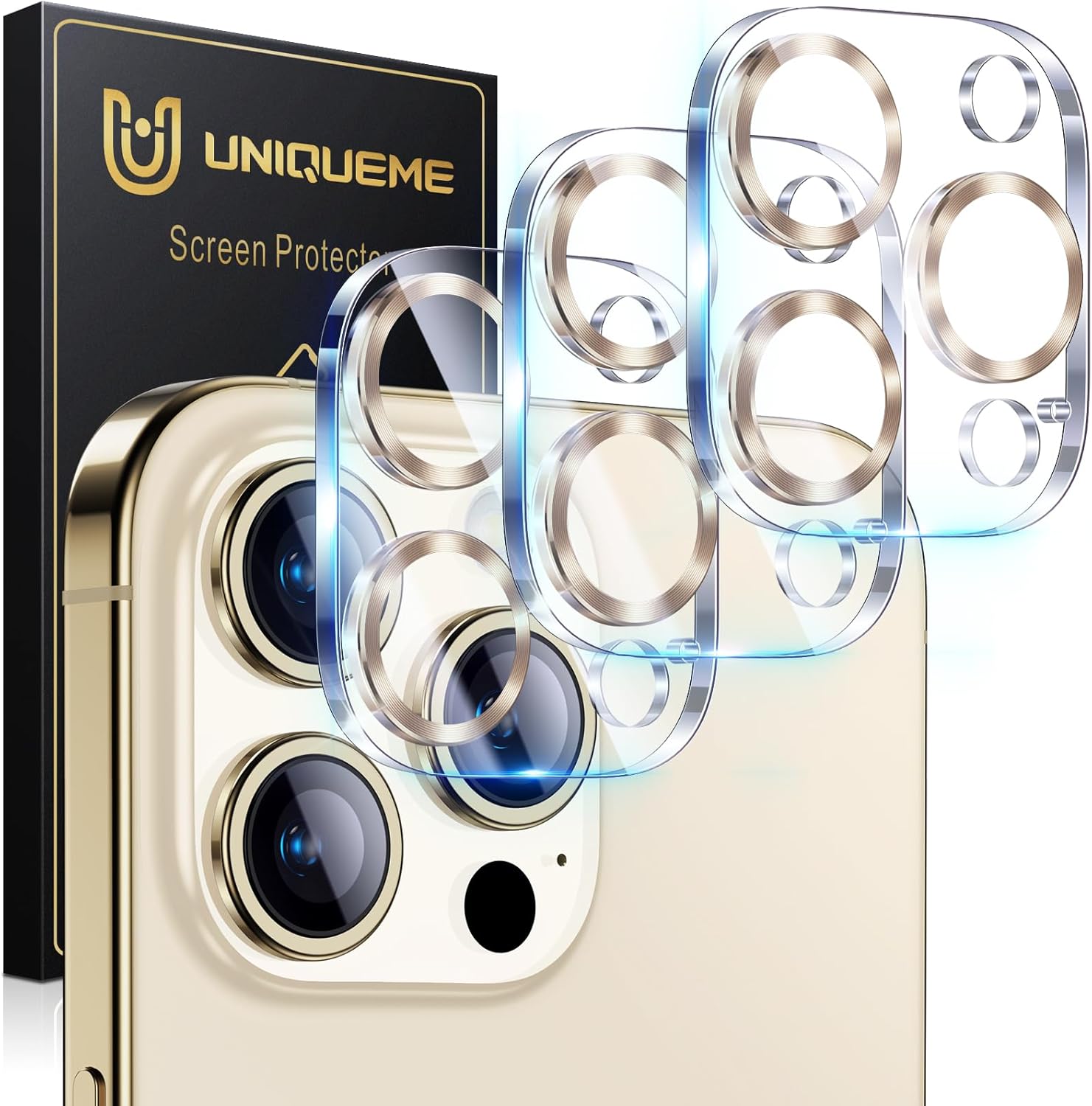 UniqueMe Compatible con 3 protectores de lente de cámara iPhone 15 ProiPhone 15 Pro Max, protección contra caídas compatible con fundas Pantalla de