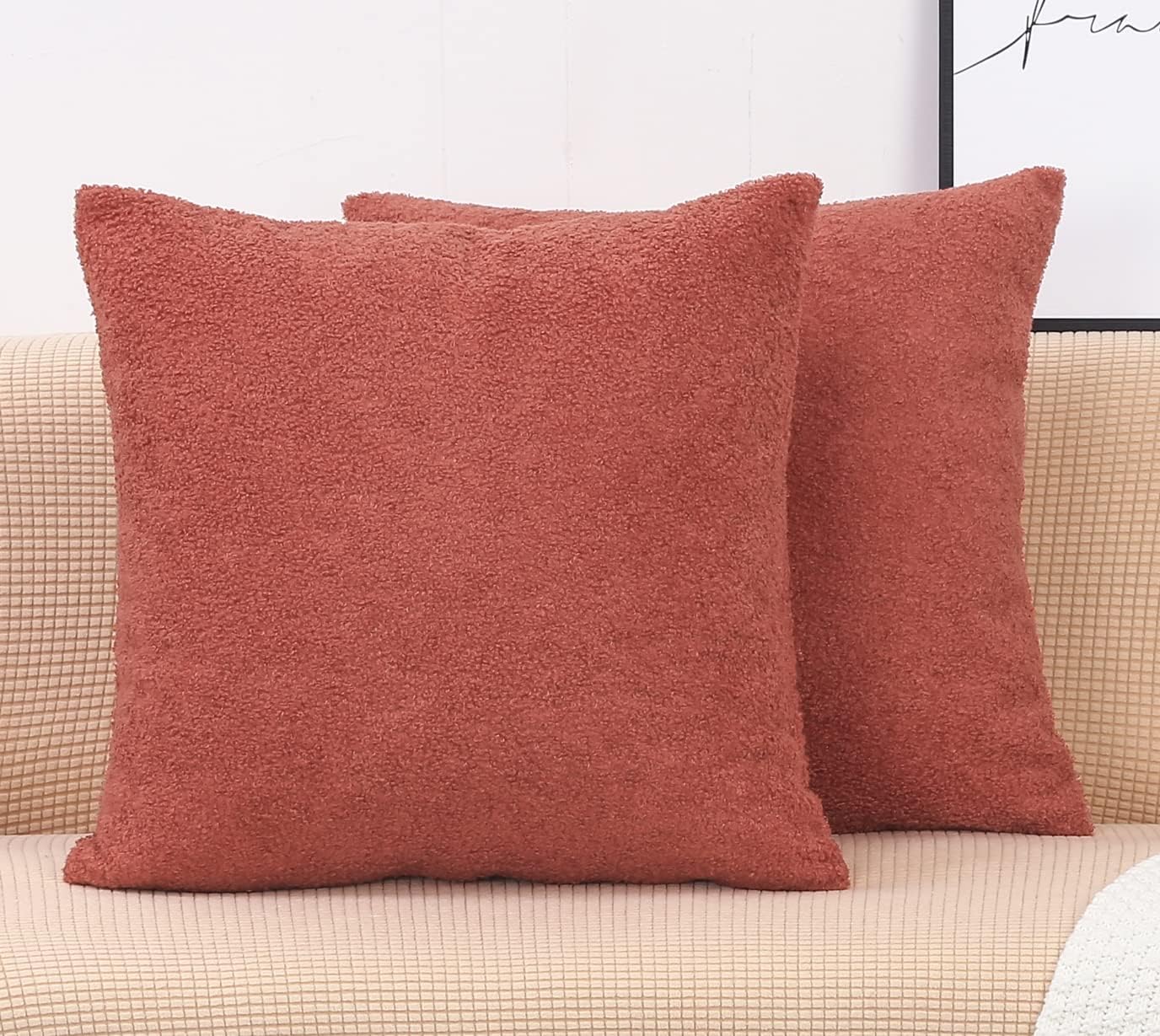 TangDepot Paquete de 2 fundas de almohada lujosas y esponjosas de piel de oveja sintética, fundas de almohada cuadradas, fundas de almohada para