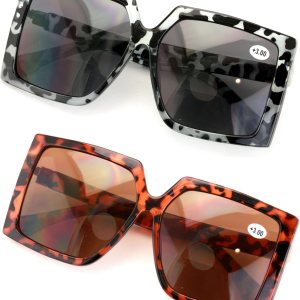 V.W.E. 2 pares de gafas de sol cuadradas de gran tamaño para mujer, BIFOCAL para lectura al aire libre V.W.E. 2 pares de gafas de sol cuadradas de gran tamaño para mujer, BIFOCAL para lectura al aire libre