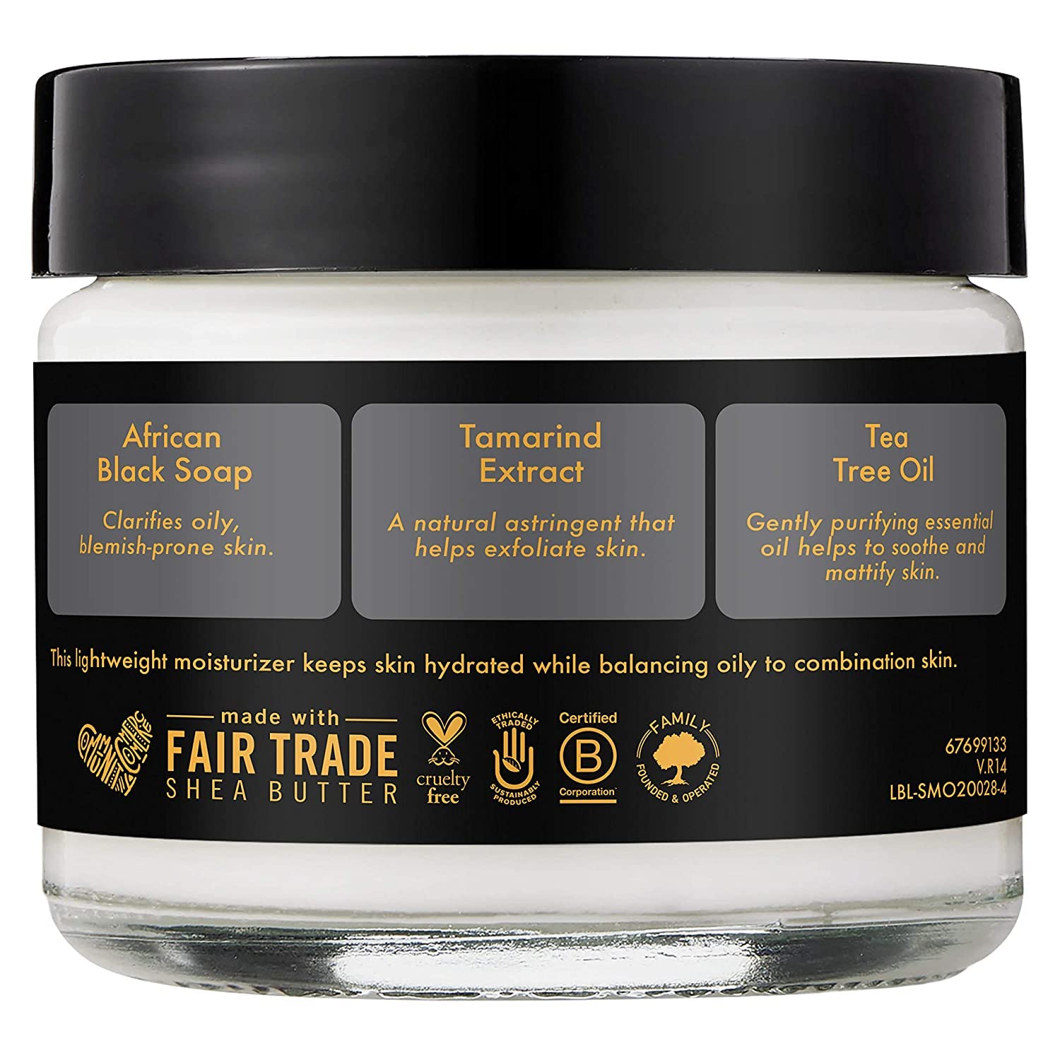 SheaMoisture Cuidado de la piel, hidratante facial, auténtico jabón negro africano hidratante equilibrante para piel propensa al acné y a las