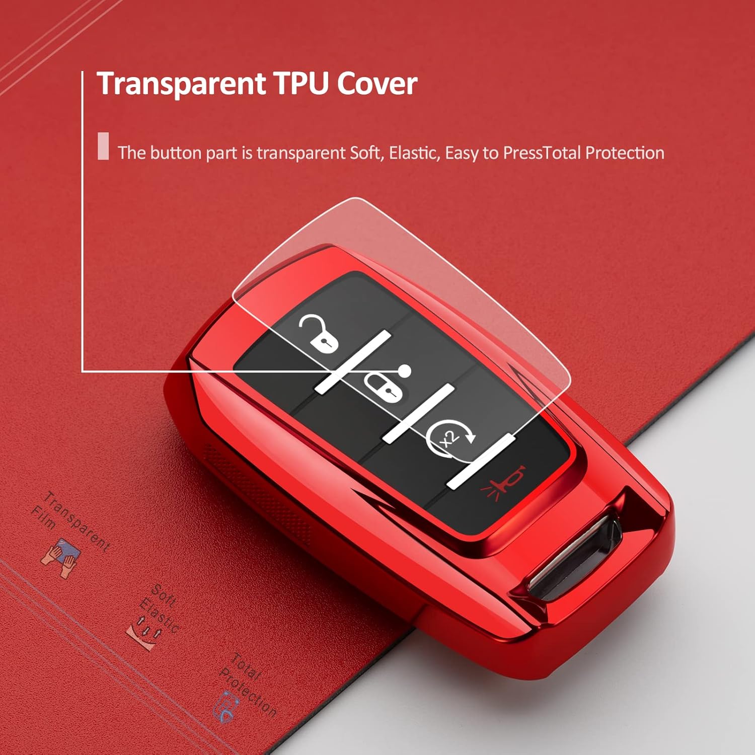 Compatible con la funda para llavero Ram de automóvil, color rojo, protector 1500 Classic 2500 3500 Laramie ProMaster 1500 ProMaster 2500 ProMaster