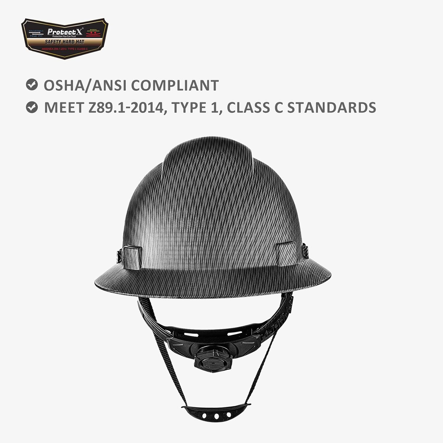 ProtectX – Casco duro de ala completa, Cascos De Construcción para mayor seguridad, suspensión de trinquete ajustable de 6 puntos, cumple con