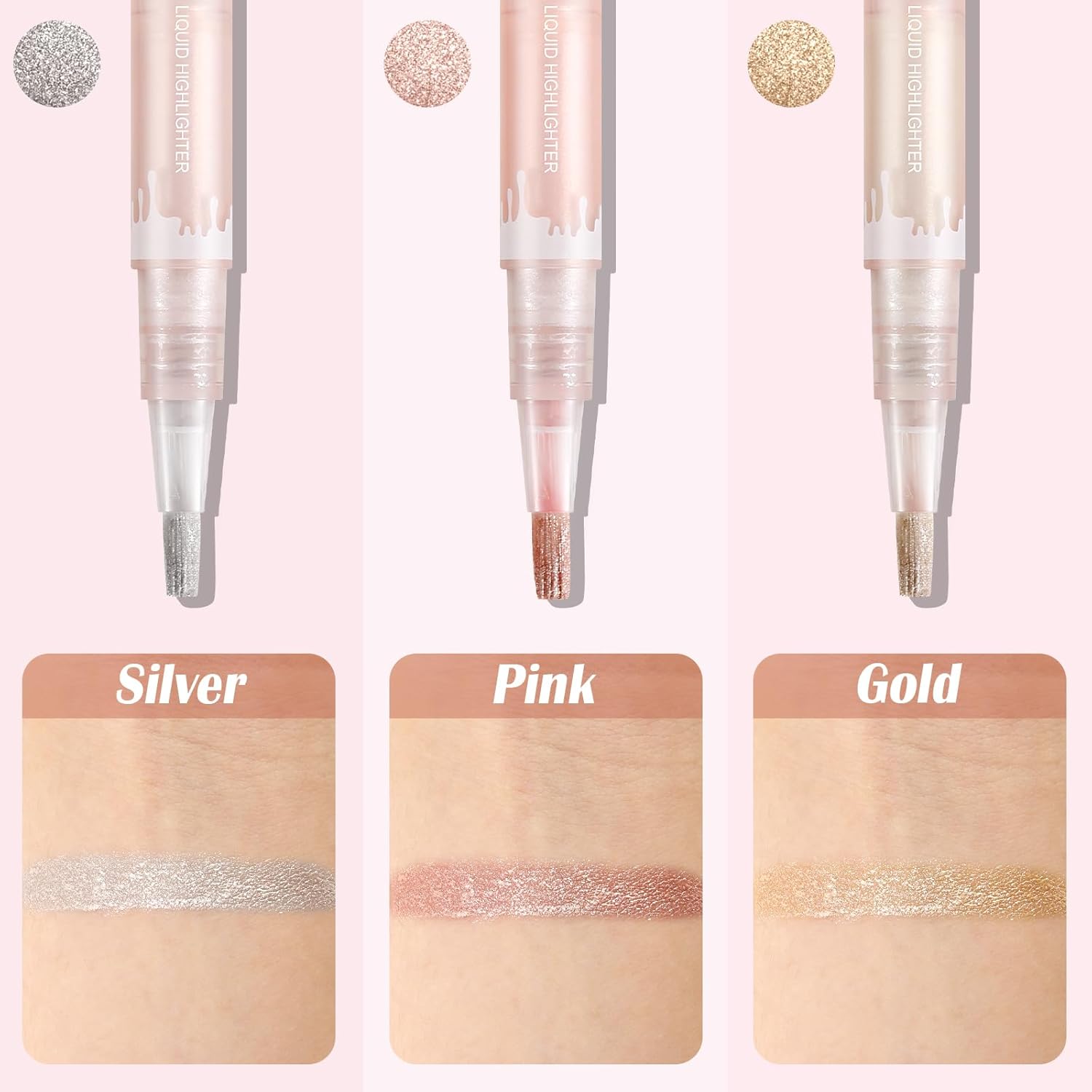 Boobeen Lápiz iluminador líquido, lápiz de sombra de ojos con purpurina de larga duración, maquillaje iluminador de ojos para mujeres, iluminador