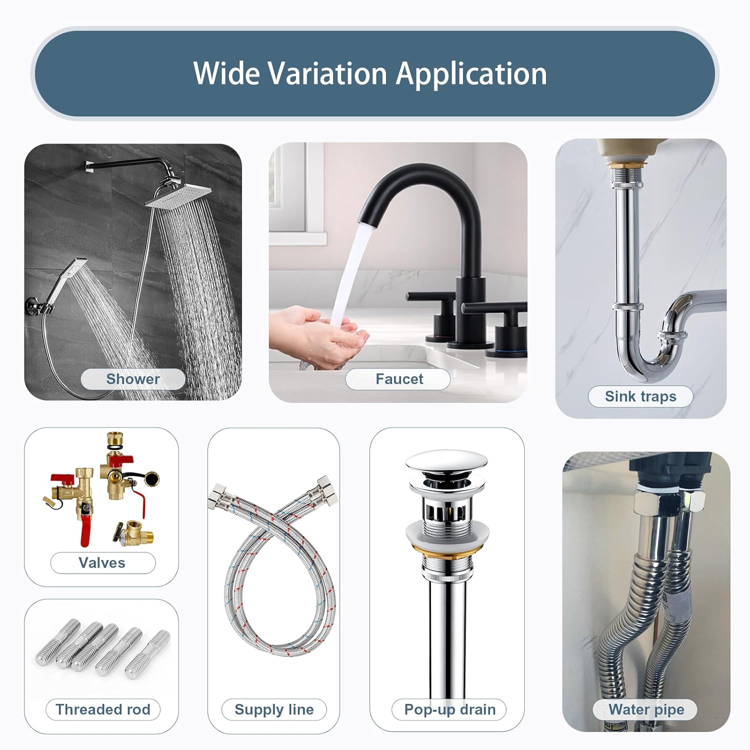 BRIGHT SHOWERS Cinta de teflón para fontaneros de PTFE, cinta de rosca selladora de agua de PTFE, cinta de plomería para cabezales de ducha y