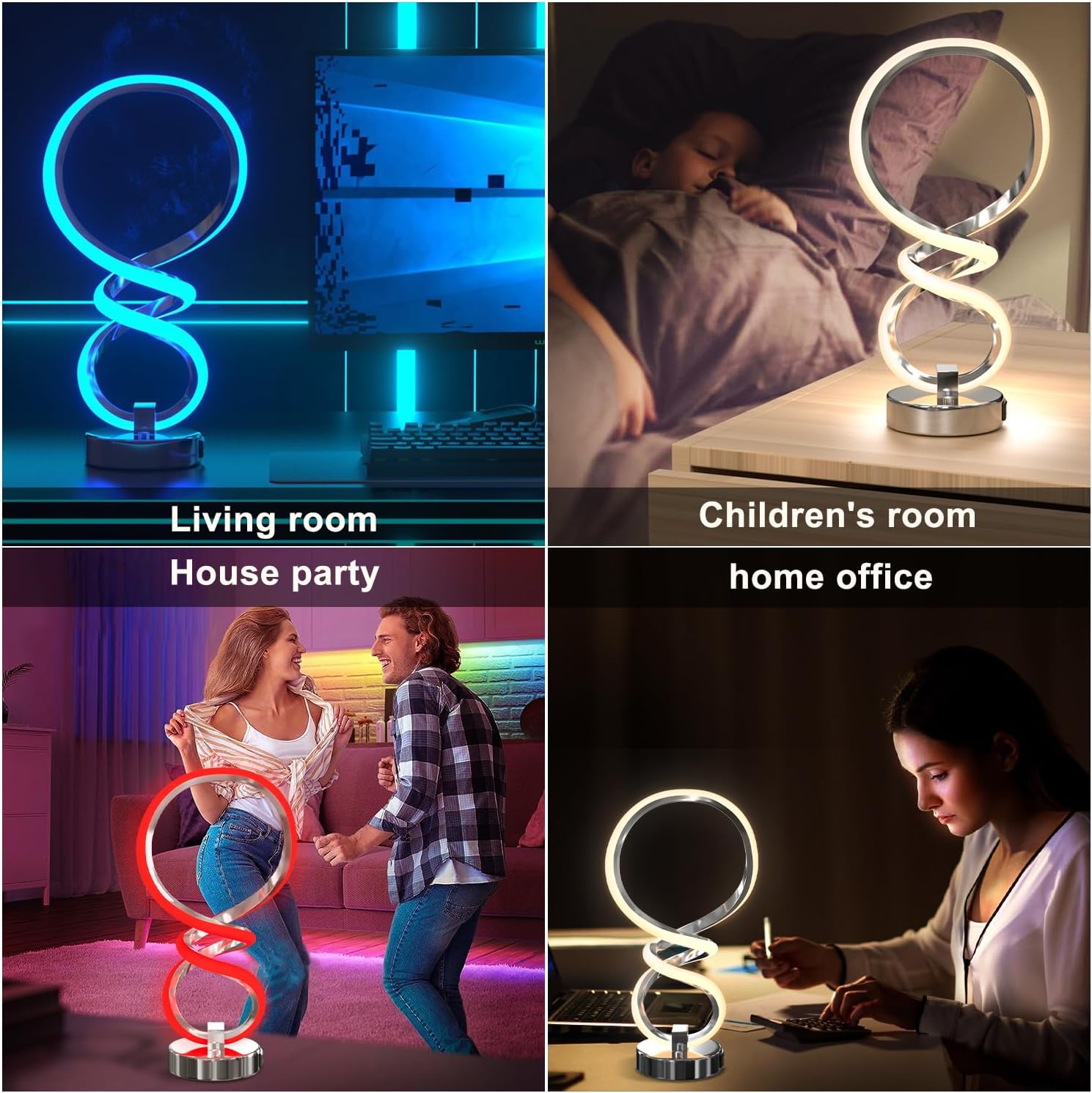 Moderna lámpara de mesa RGB en espiral, 7 colores y 10 modos de luz, lámpara LED regulable táctil con puerto de carga USB, lámparas decorativas