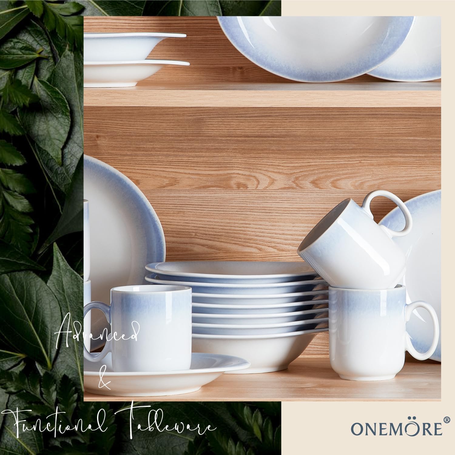 ONEMORE Tazones de sopa aptos para horno, cuencos de cerámica para pasta, de 20 onzas, juego de 4 cuencos de cereales anchos y poco profundos, aptos