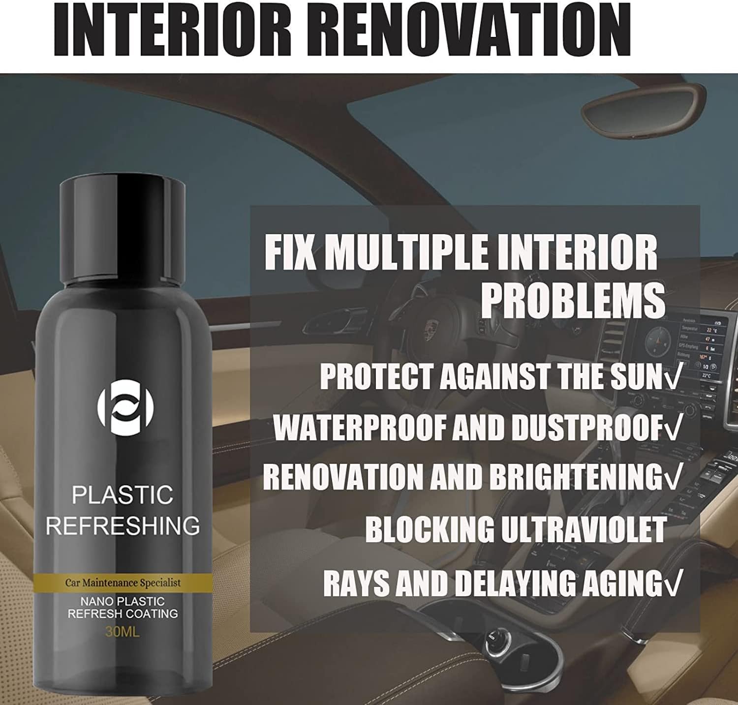 Kit renovador de plástico definitivo, agente de recubrimiento revitalizante de plástico para automóvil, revestimiento refrescante de plástico nano,