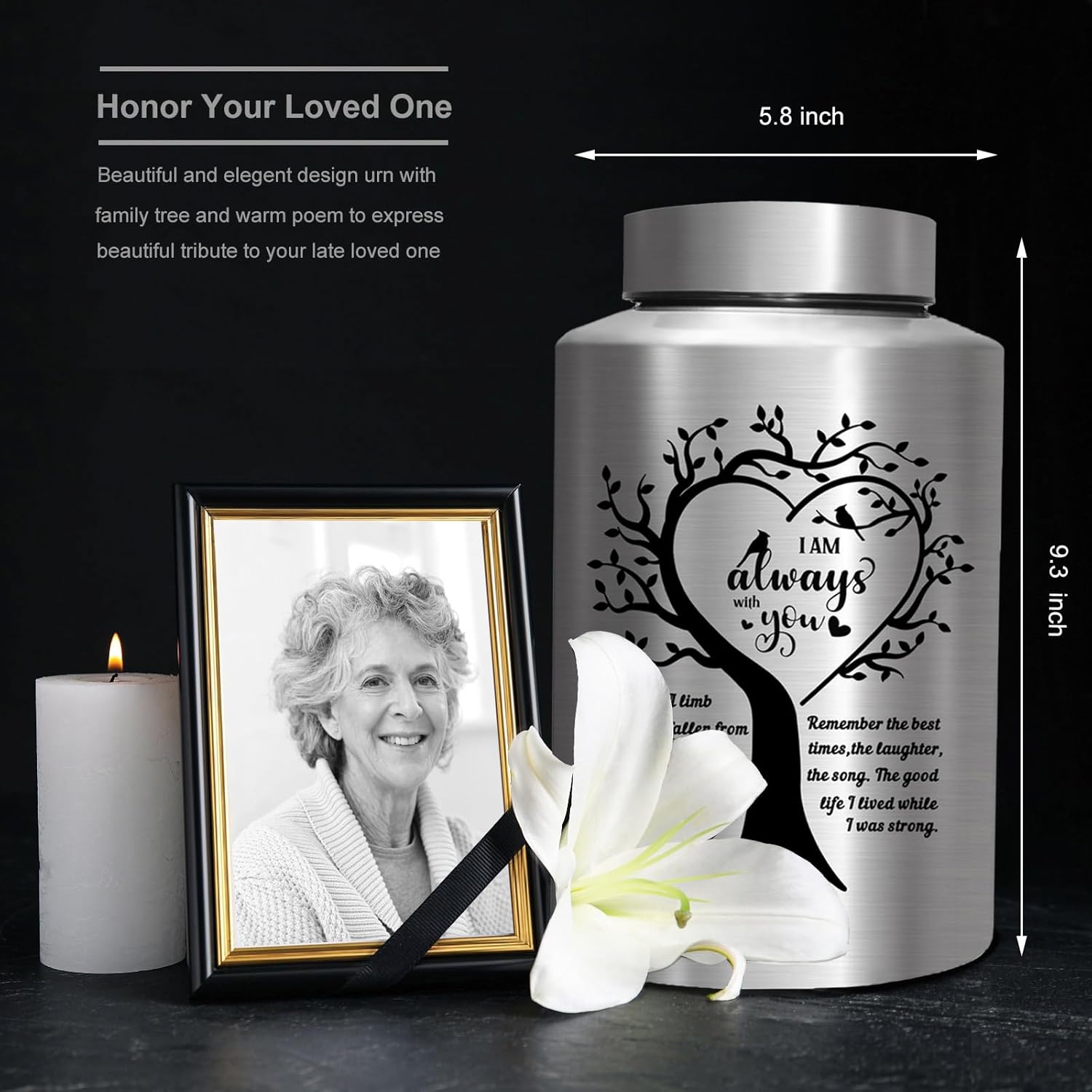 Urnas de cremación para cenizas humanas para adultos, mujeres y hombres, grandes de hasta 220 libras, urna funeraria decorativa conmemorativa para