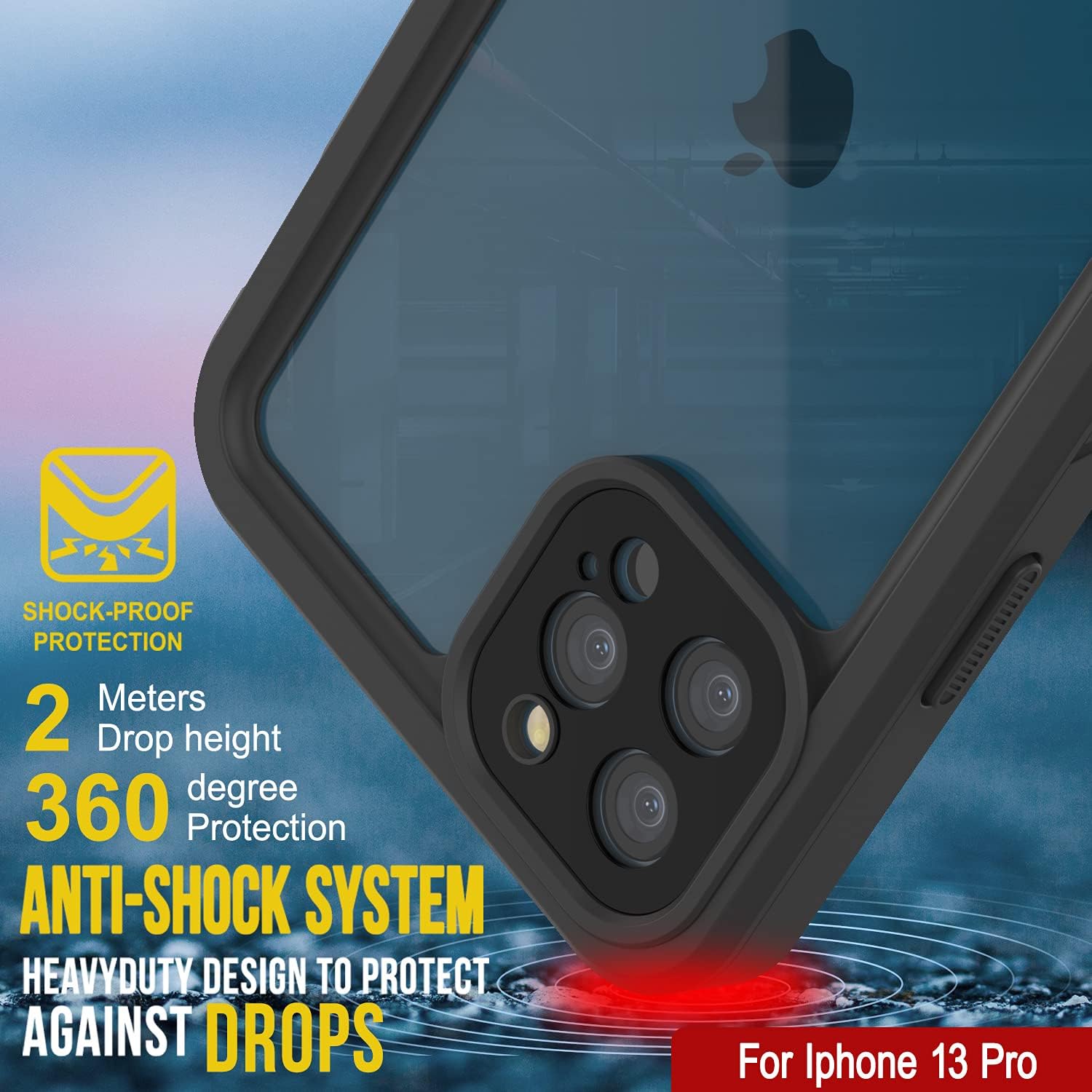 Punkcase Funda impermeable para iPhone 13 Pro Extreme Series Slim Fit Certificado IP68 a prueba de golpes a prueba de nieve con protector de