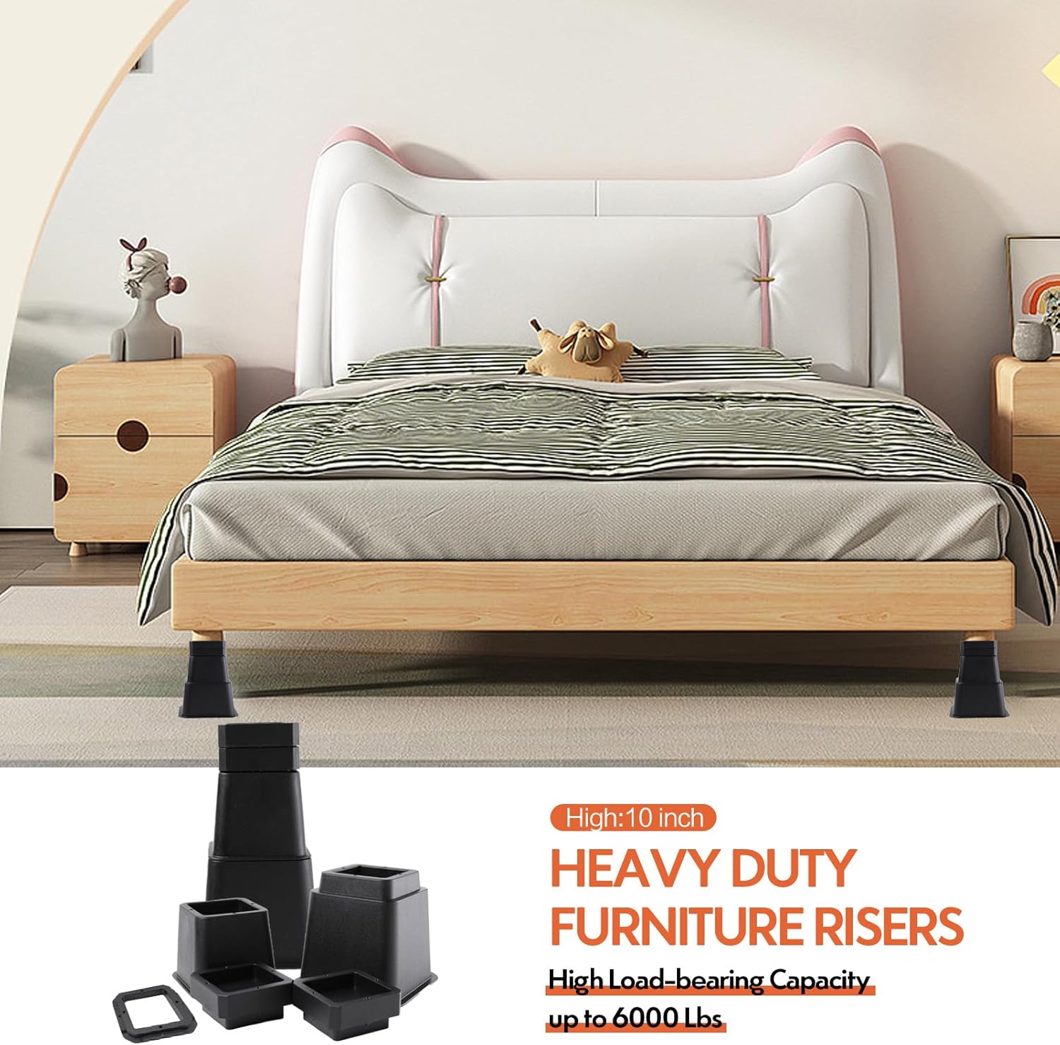 Elevadores de cama, elevadores de muebles de gran tamaño, 12345678910 pulgadas, bloques de elevación ajustables para cama, sofá, escritorio, sofá,