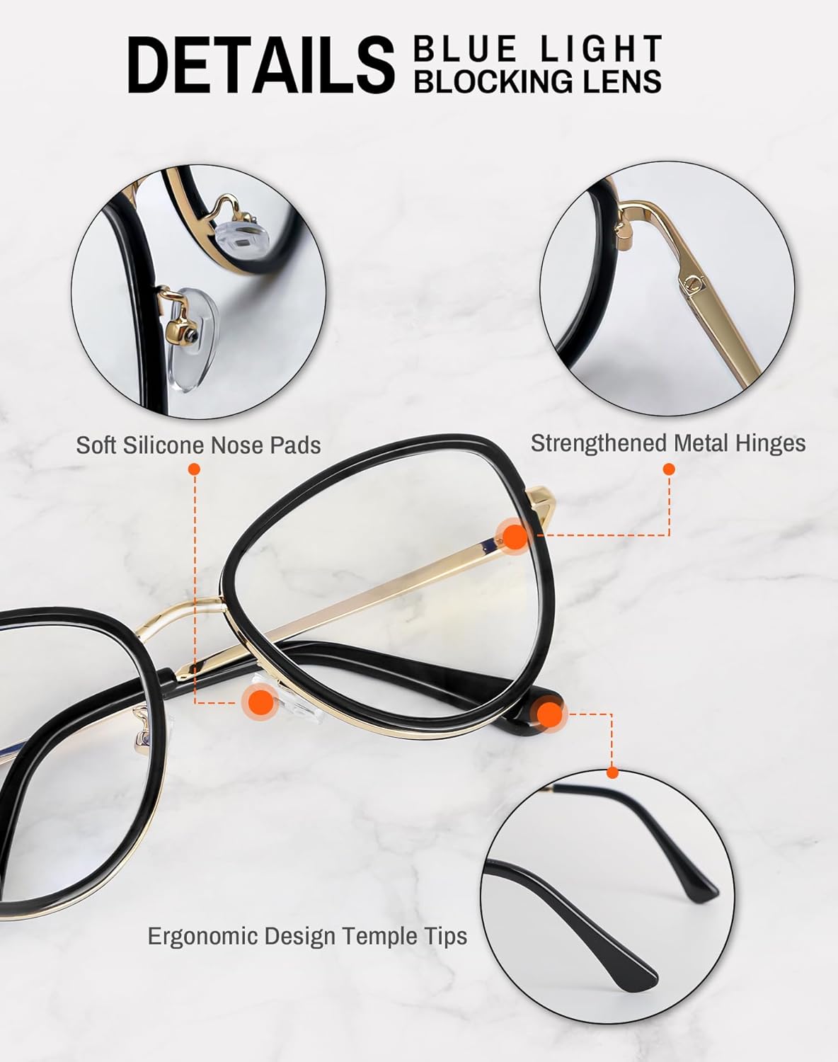 Gafas de luz azul para mujer, a la moda, anti rayos UV, para ordenador y fatiga ocular digital