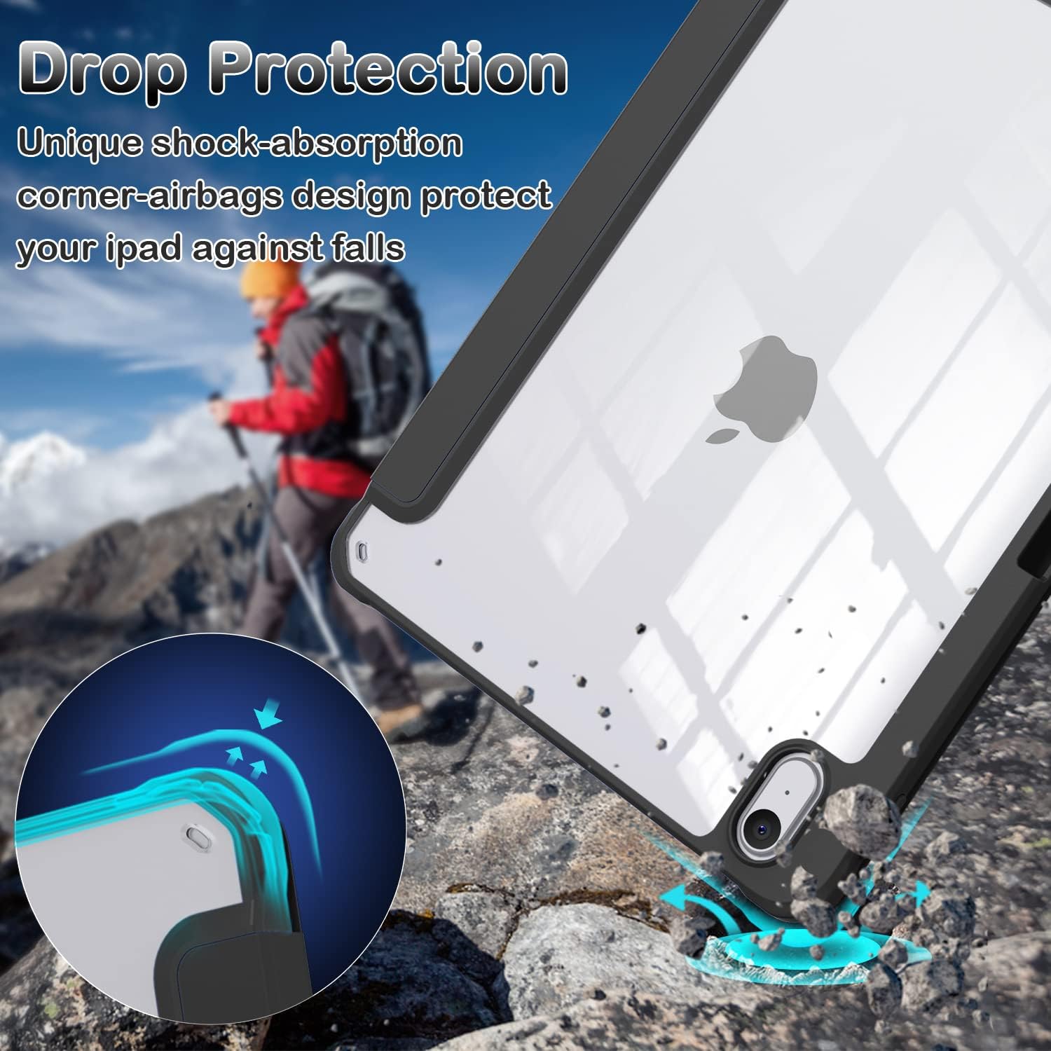 OKP Funda para iPad de 10.9 pulgadas con soporte triple, función de encendido y apagado automático, funda protectora para iPad de 10.9 pulgadas con