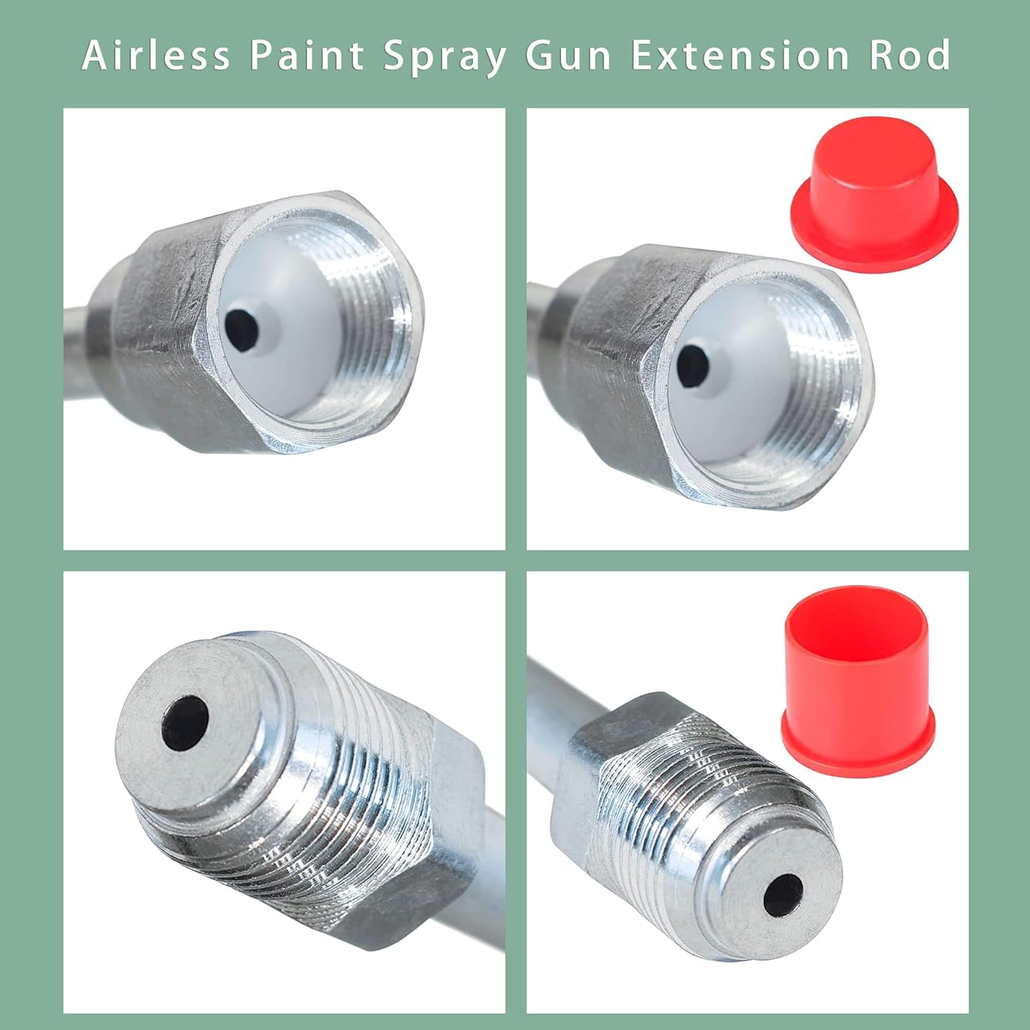 elfinrm Poste de extensión de punta de rociador de pintura sin aire, varilla de extensión de punta de pistola rociadora con protector rojo (59