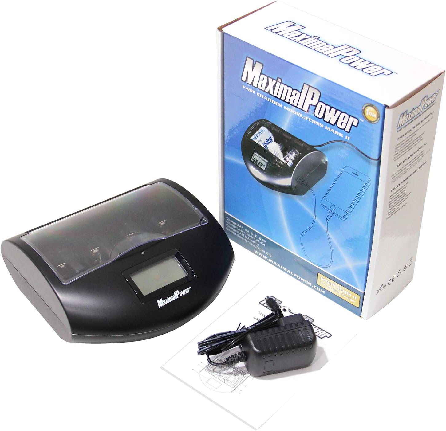 Cargador de batería inteligente universal Mark II para AA AAA C D 9 V Li-on Ni-MH Ni-Cd baterías recargables del hogar con puerto de célula de