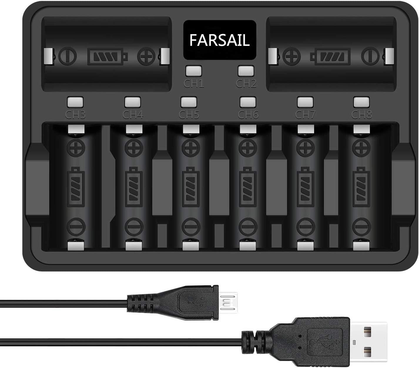 Cargador de baterías recargables CR123A, paquete de 8 baterías recargables de 800 mAH 123A para cámaras Arlo VMC3030 VMK3200 VMS3130 3230C 3430
