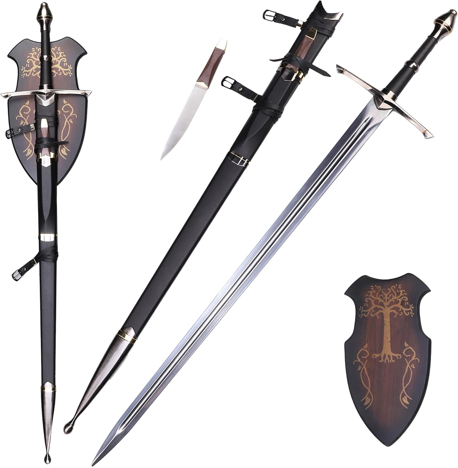 Hejiu Espada medieval con placa de exhibición, Narsil&Aragorn & Ringwraith & Nazgul Espada, réplica perfecta de varios estilos disponibles