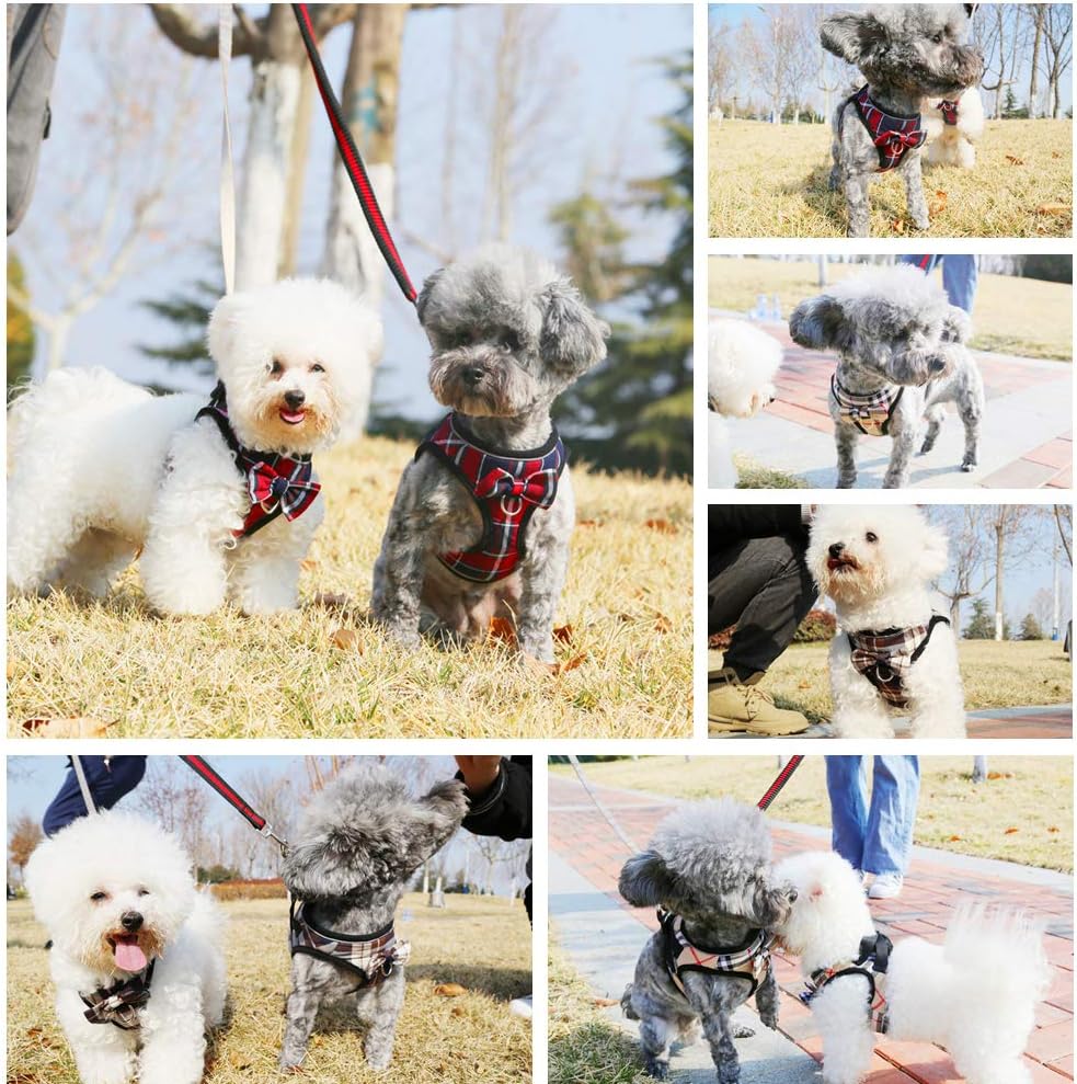 Arnés suave para perro, ajustable sin tirones, reflectante, cómodo, chaleco acolchado para mascotas para perros (marrón y azul, talla S)