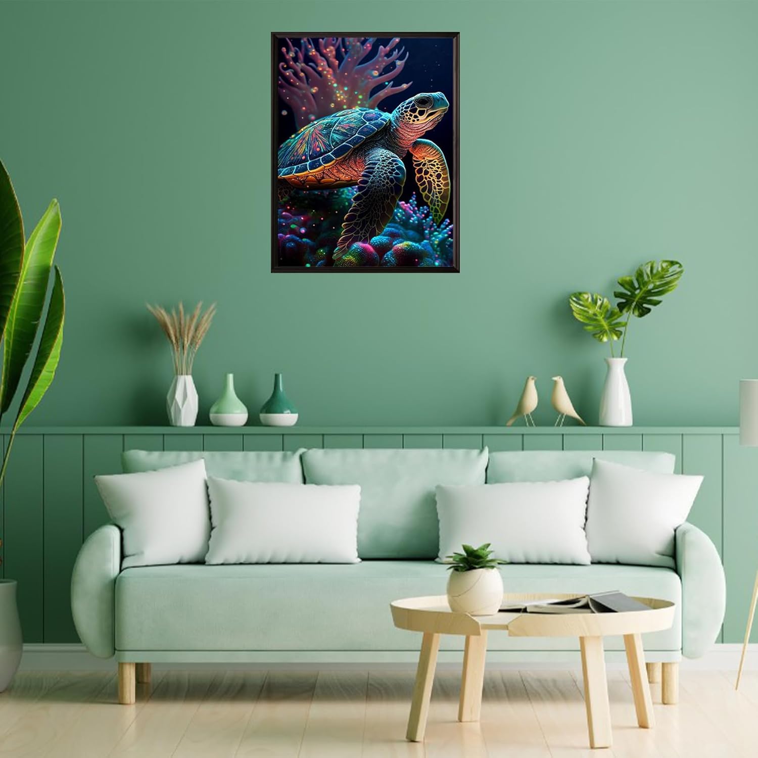 Aestalrcus Pintura de tortuga marina por números para adultos, lienzo de tortuga marina para adultos, pintura por números para adultos, kits de