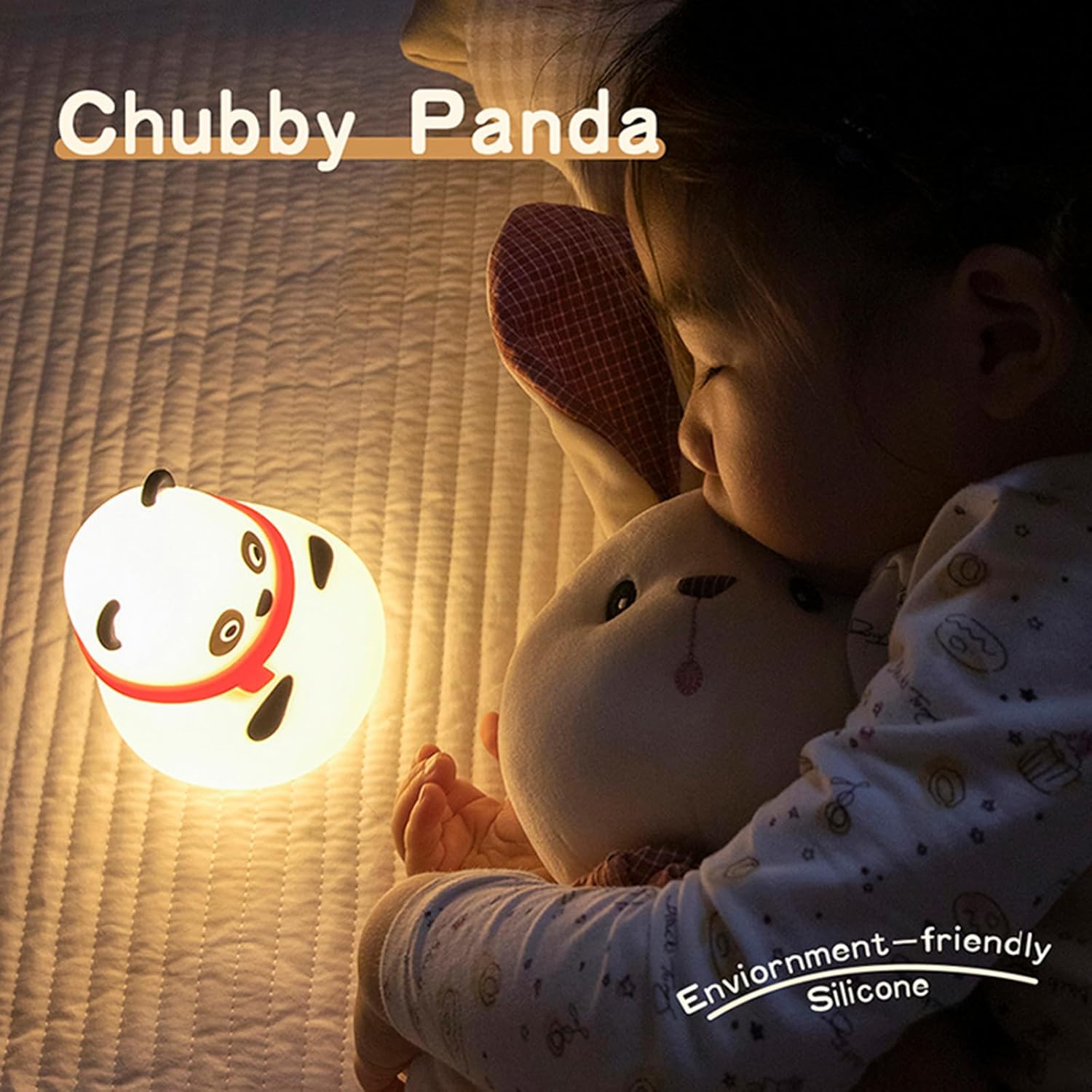 Linda luz nocturna para niños, lámpara de panda, regalos de cumpleaños, lámpara de noche LED suave para niños y bebés, luz nocturna de silicona