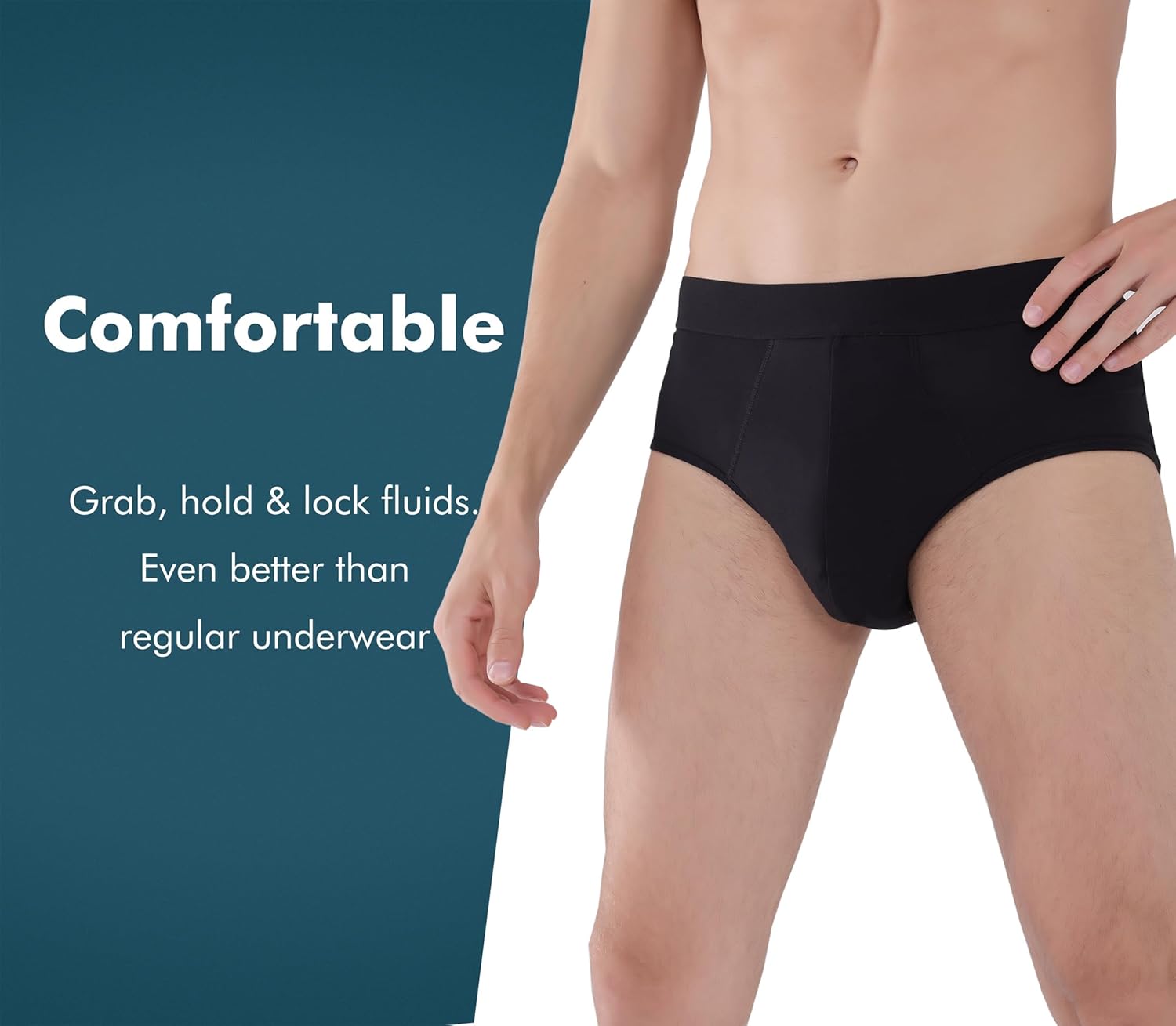 Ropa interior lavable de súper absorción para incontinencia urinaria para hombres, calzoncillos regulares suaves para fugas de vejiga (5.4 fl oz)