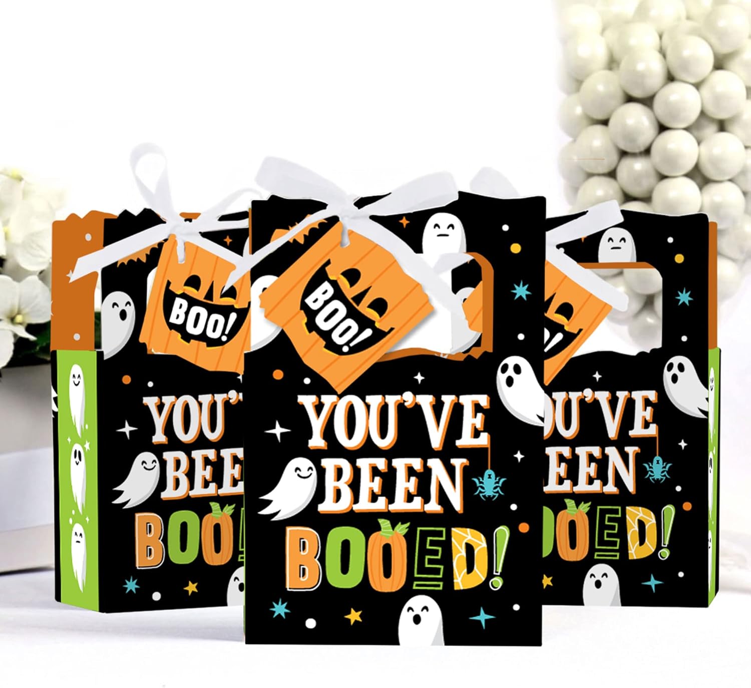 Big Dot of Happiness You’ve Been Booed – Cajas de recuerdo de fiesta de Halloween fantasma – Juego de 12