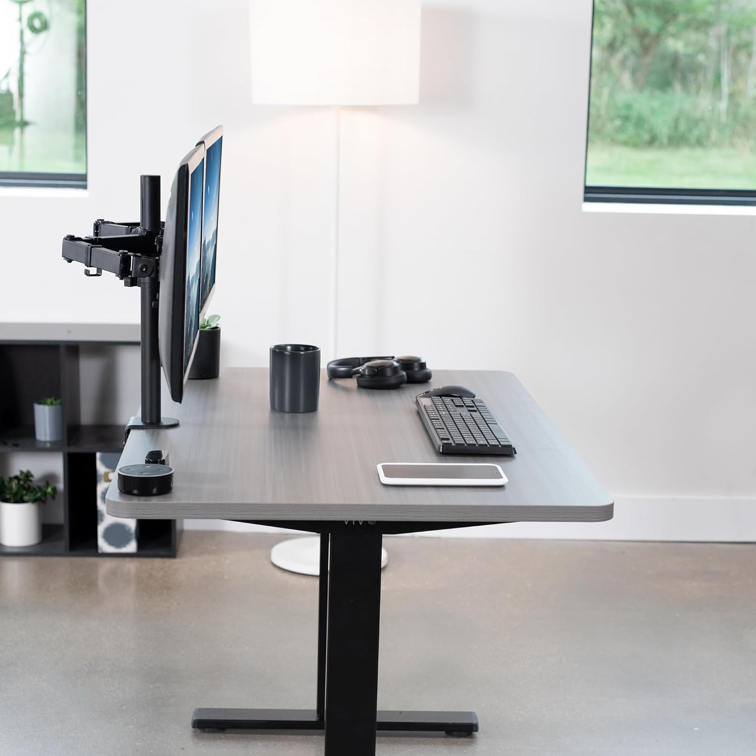 VIVO DESK-TOP48-30G – Mantel universal de una pieza de 48 x 30 pulgadas para marcos de escritorio estándar y sentados a pie, altura ajustable, color