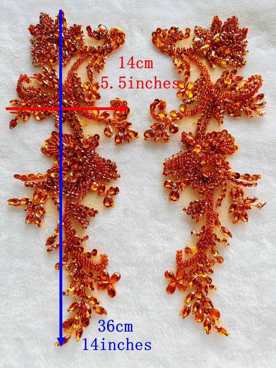 Parches de apliques de encaje brillantes hechos a mano con cuentas de costura, lentejuelas y accesorios para vestido de novia, un parbolsa (plateado)