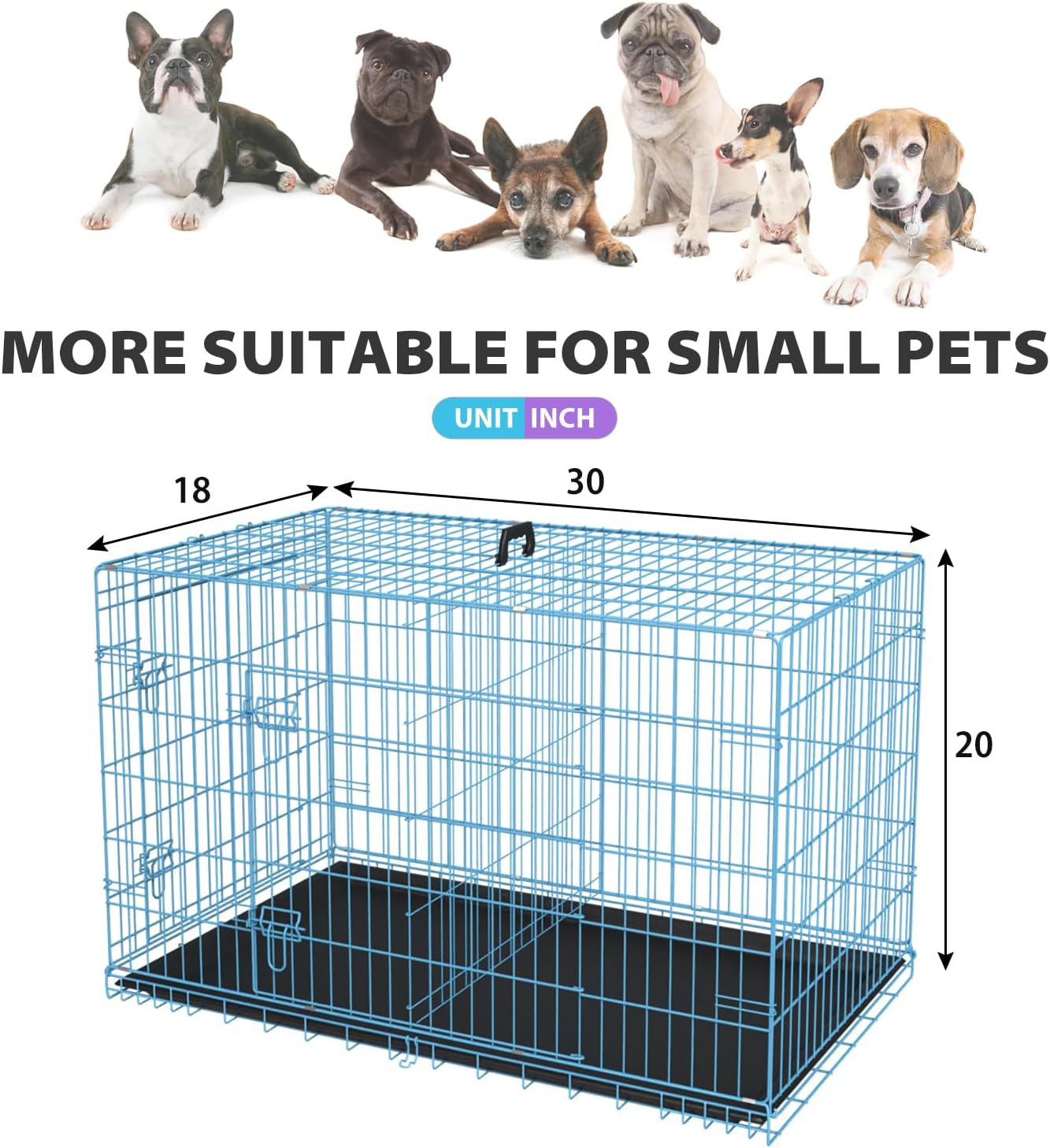 Petmate – Jaulas plegables de alambre de metal, de 30 pulgadas, para perros grandes, para exteriores e interiores, con doble puerta, bandeja