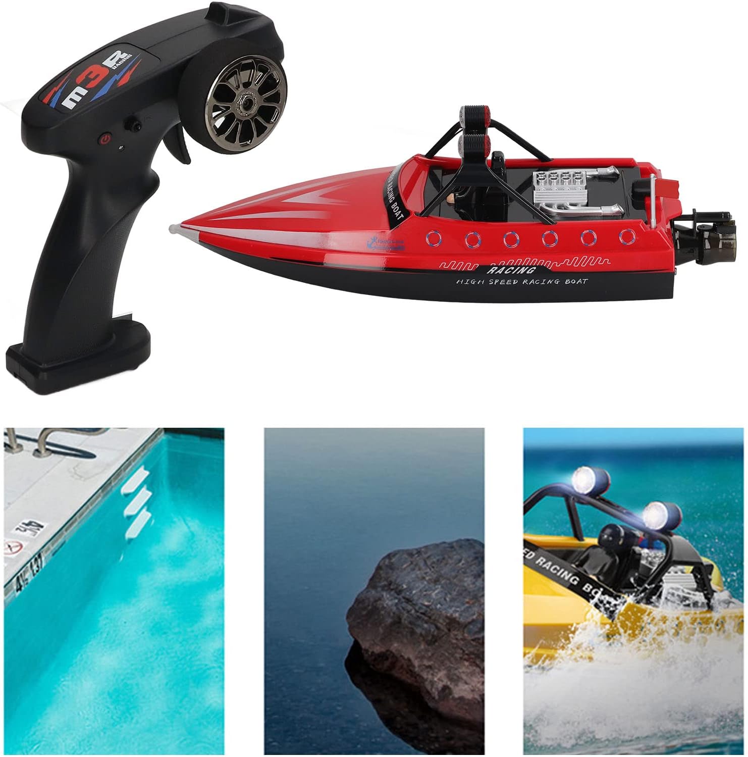 Barco a control remoto, barcos eléctricos recargables, anticolisión eléctrica de 262.5 ft RC Juguetes de vela de 9.9 mih de alta velocidad, mini