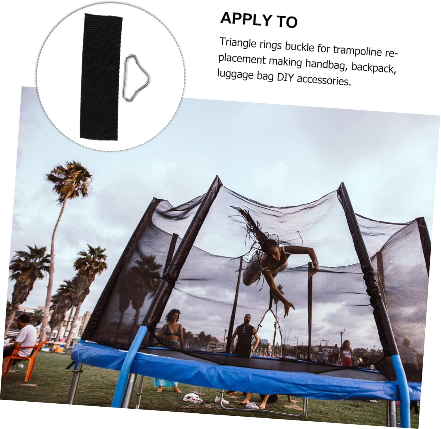 COHEALI 30pcs Trampolín Hebilla Trampolín Reparación Mat Acero Inoxidable Triángulo Anillos Vendaje Conector Colchón Cama para Niños Trampolín