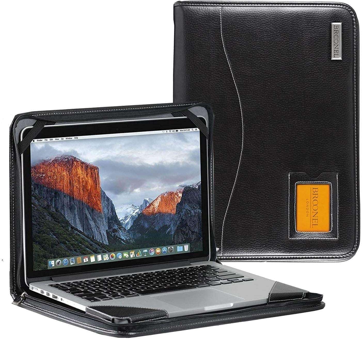 Broonel – Serie Contour – Funda protectora de piel negra resistente – Compatible con el portátil Acer Aspire 3 Spin  A3SP14-31PT de 14 pulgadas
