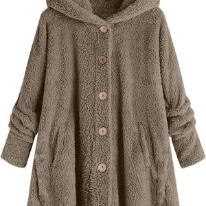 SNKSDGM Women’s Fashion Fuzzy Fleece Jacket Fluffy Hooded Baggy Faux Sherpa Open Front Teddy Coat Outerwear with Pocket SNKSDGM Women’s Fashion Fuzzy Fleece Jacket Fluffy Hooded Baggy Faux Sherpa Open Front Teddy Coat Outerwear with Pocket