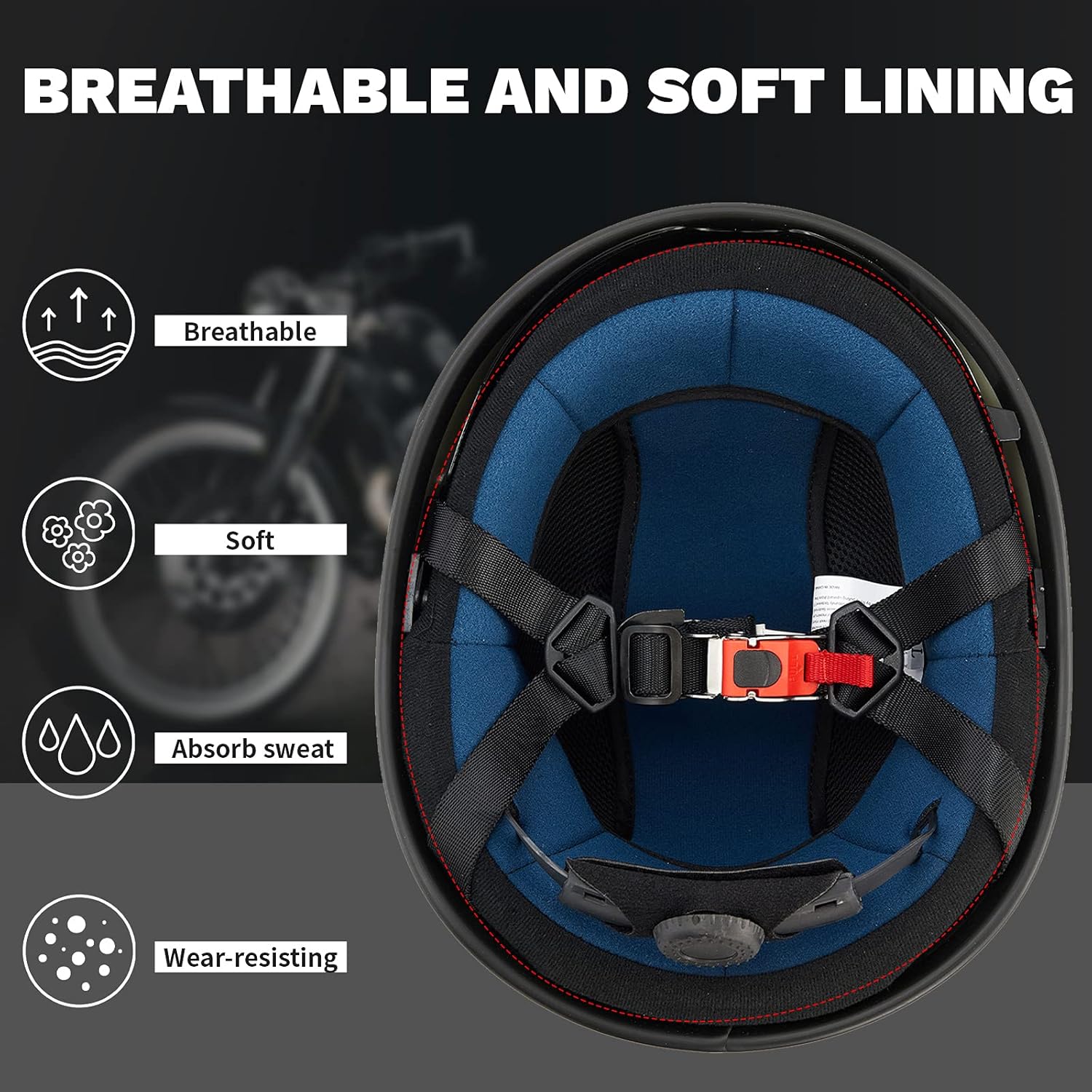 ILM Medio casco de motocicleta con protector solar correa de liberación rápida media cara para Cruiser Scooter aprobado por DOT 883V