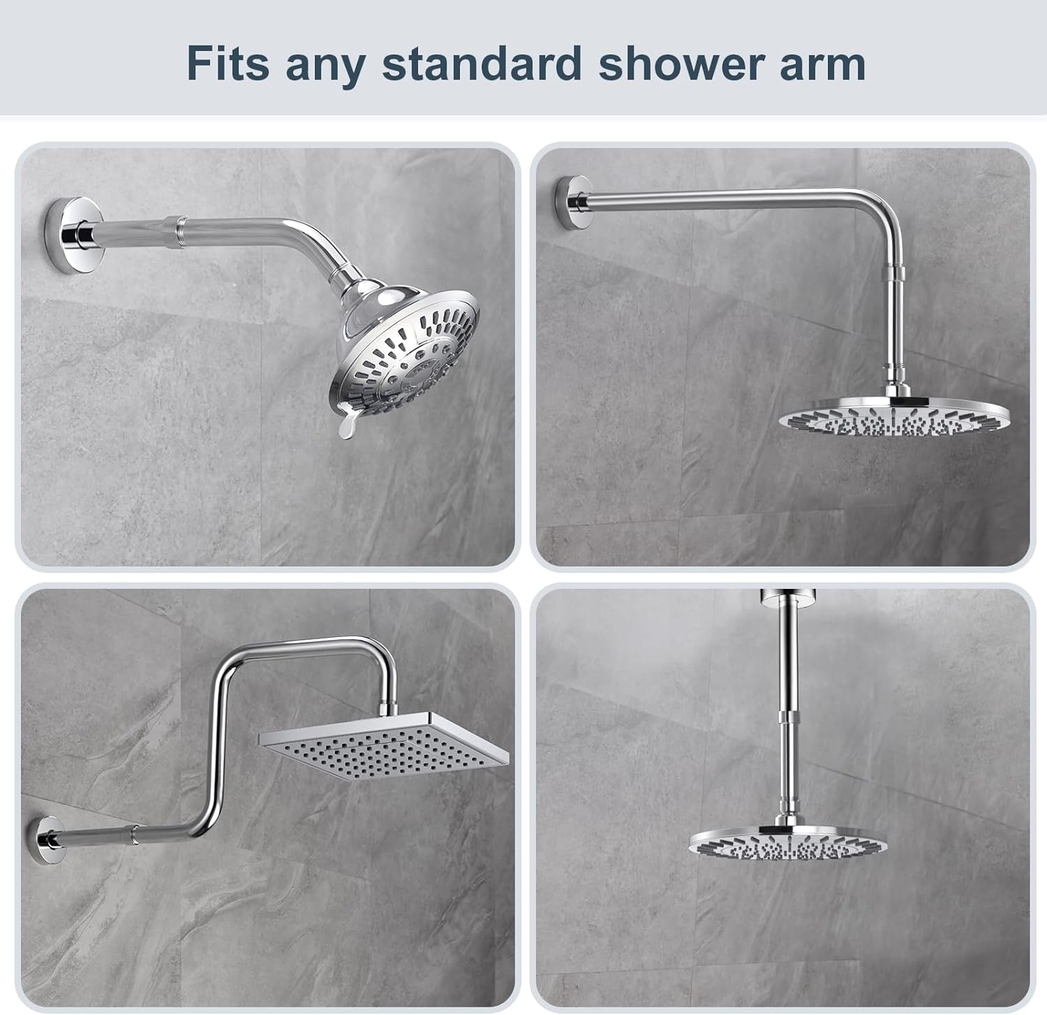 BRIGHT SHOWERS Extensor de brazo de ducha para lluvia y cabezal de ducha de mano, brazo de extensión de cabezal de ducha de 4 pulgadas, extensión de