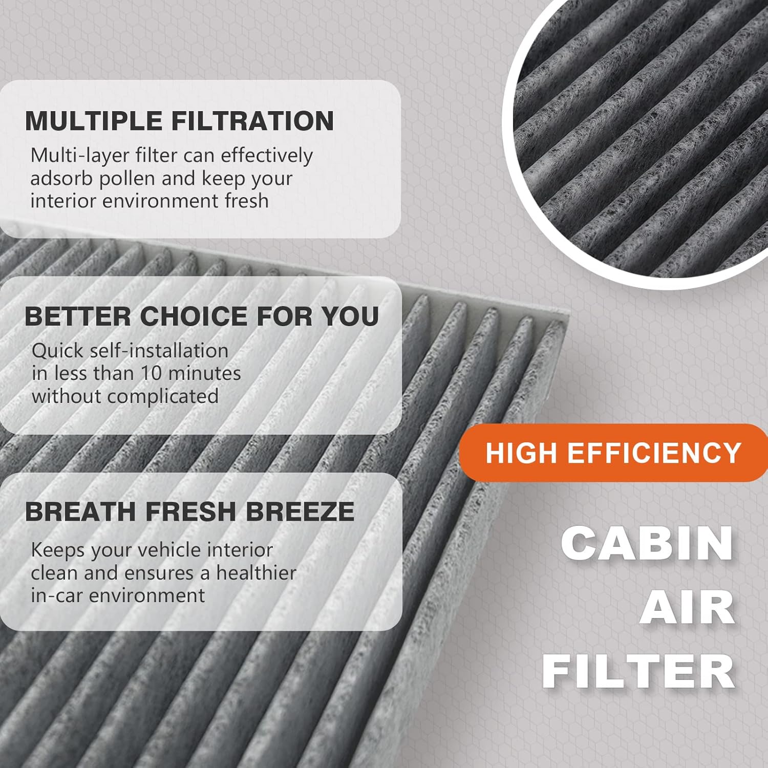 Filtro de aire de cabina JH729, apto para Sebring 2007-2010, Cirrus, Avenger 2008-2014, calibre 2007-2012, viaje 2009-2020, brújula 2007-2017,