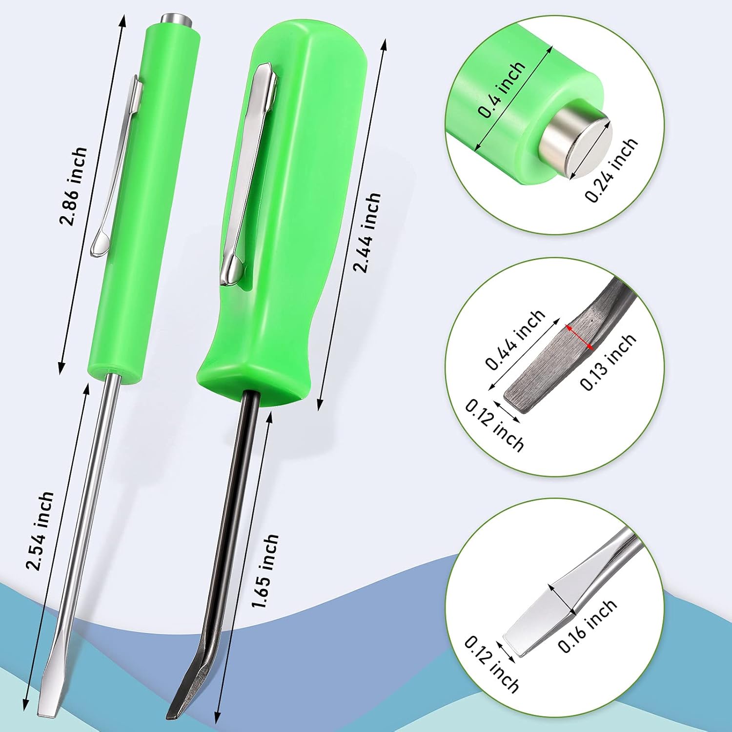 Zhehao Juego de 8 destornilladores magnéticos de bolsillo, mini destornillador magnético de cabeza ranurada con barra de palanca, clips de bolsillo