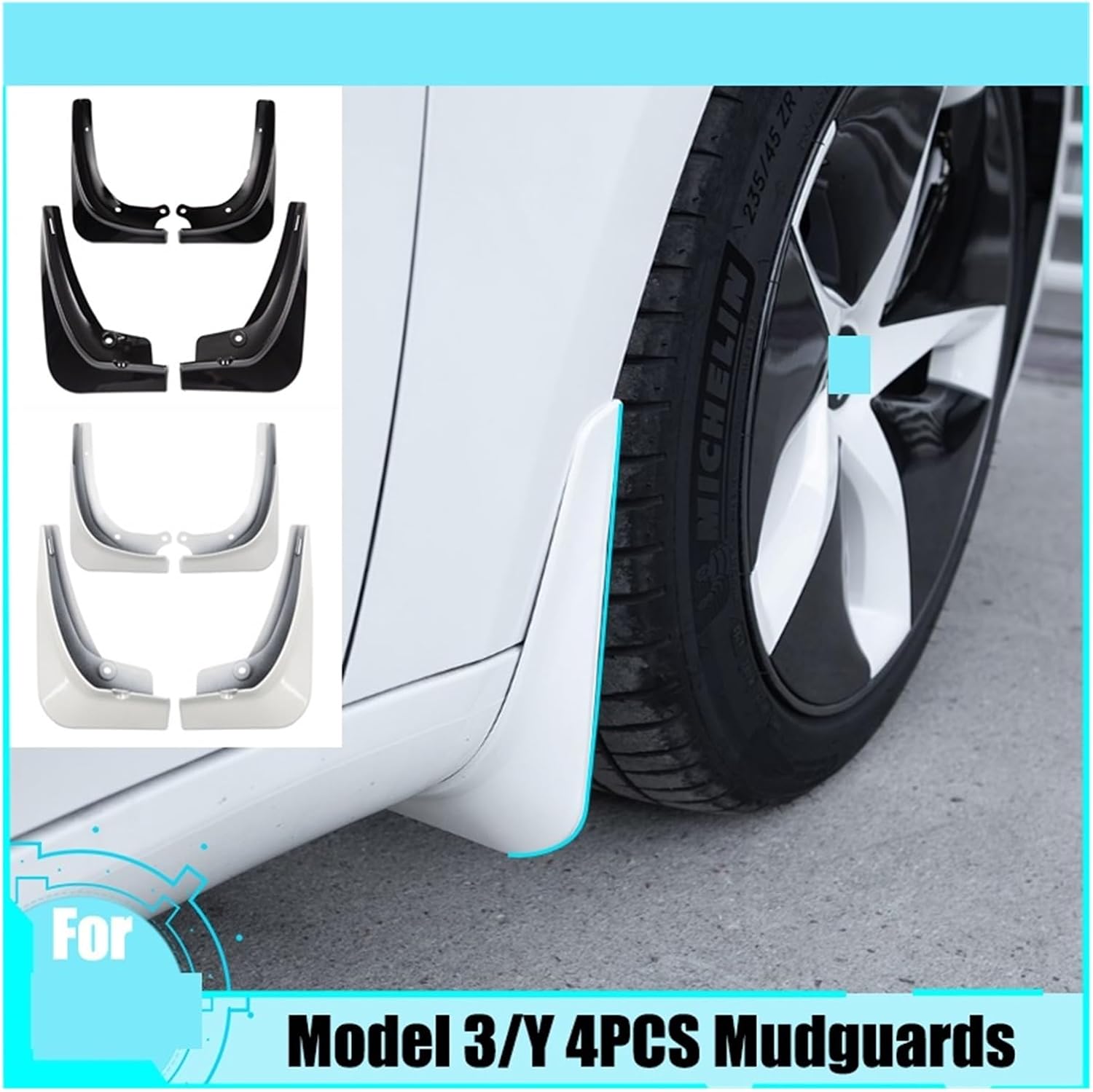 Juego de 4 unidades compatibles con Tesla Model 3 Splash Guards ABS con patrón de fibra de carbono, aletas de barro, guardabarros modelo Y 2023 2022