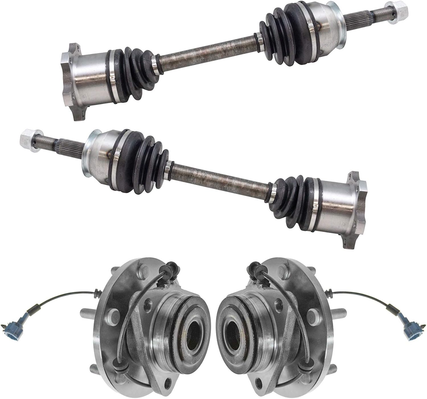 TRQ Juego de 4 ejes de eje CV delantero y cojinete de cubo de rueda para Nissan Armada 2008-2012  Infiniti Q56 2008-2010  Nissan Titan 2008-2012