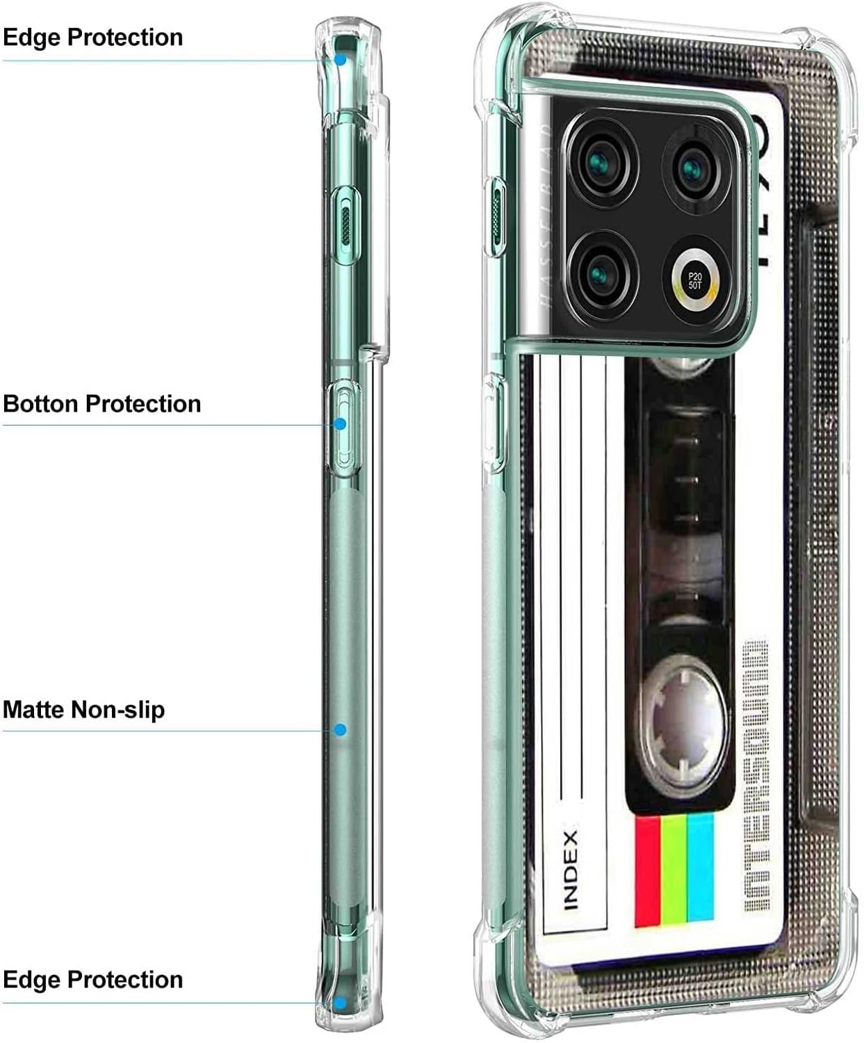 Diseñado para OnePlus 10 Pro 5G, cinta de cassette retro 80s 90s Music Mixtape patrón clásico para OnePlus Case hombres mujeres, funda de TPU suave
