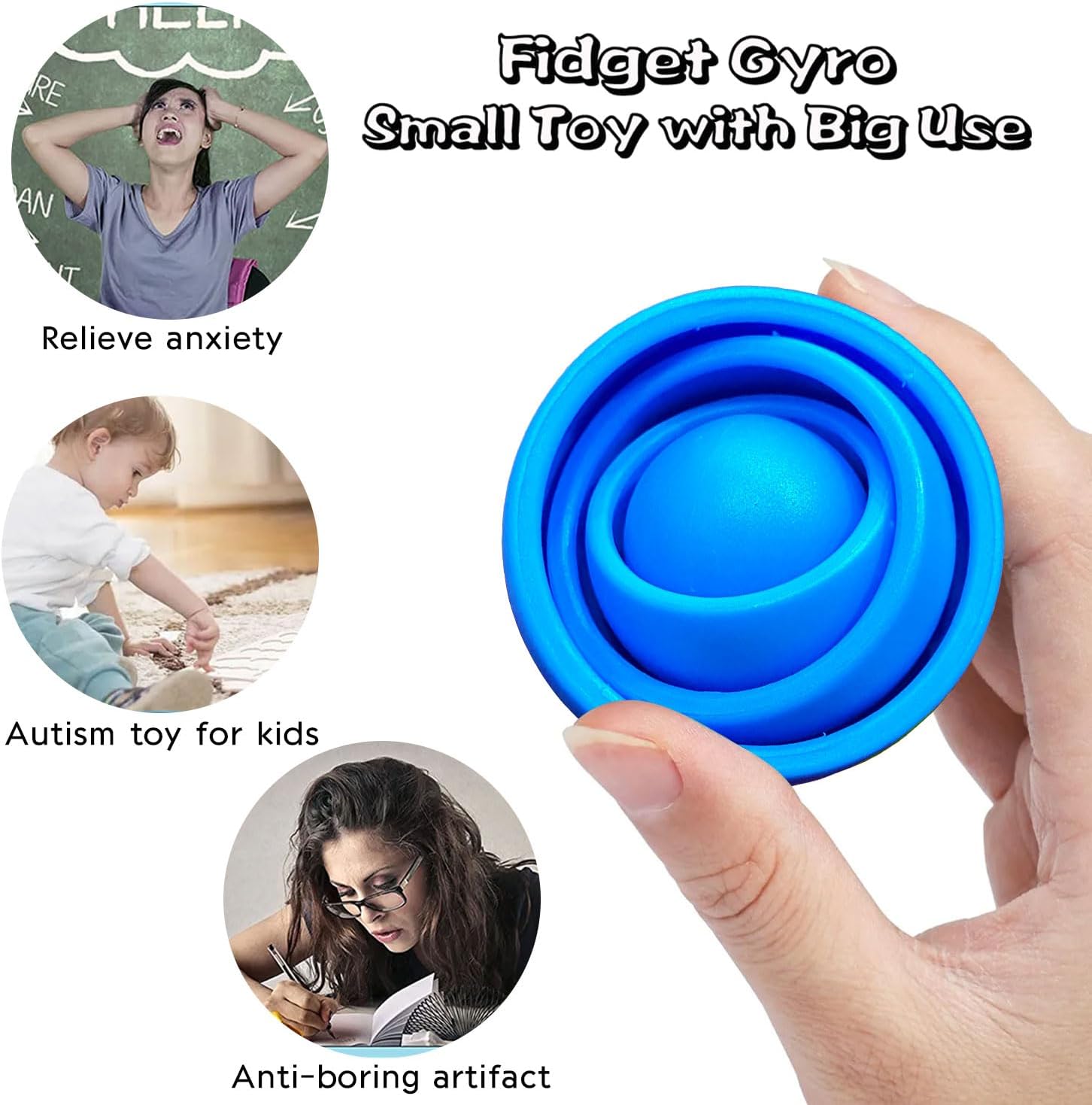 Paquete de 4 juguetes sensoriales para la ansiedad, bola giratoria 3D divertida con giro infinito, juguetes para niños y adultos, juguetes para