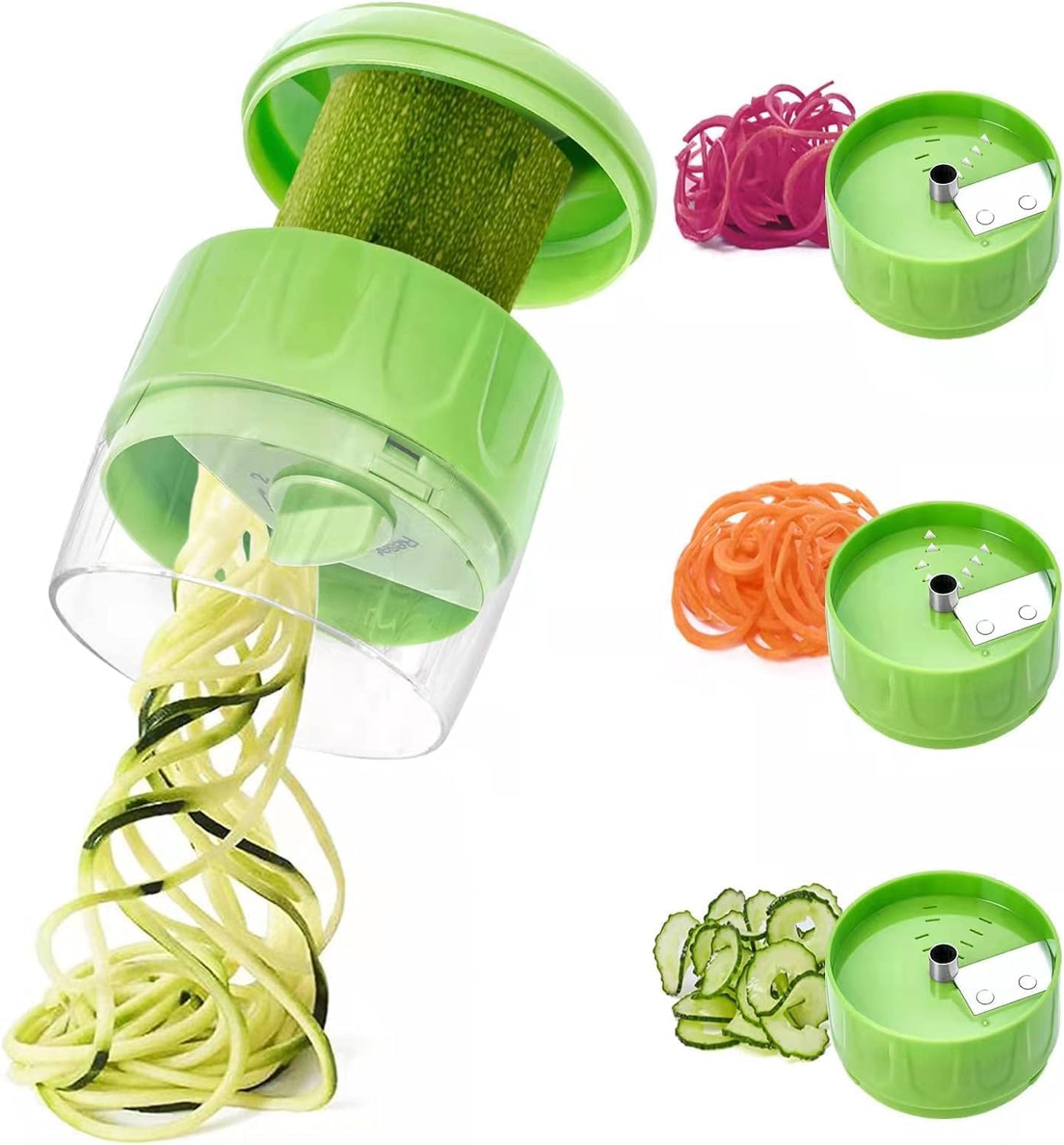 Espiralizador de verduras 3 en 1, cortador de verduras de mano para preparar espaguetis de calabacín, espiralizador para fideos vegetarianos,
