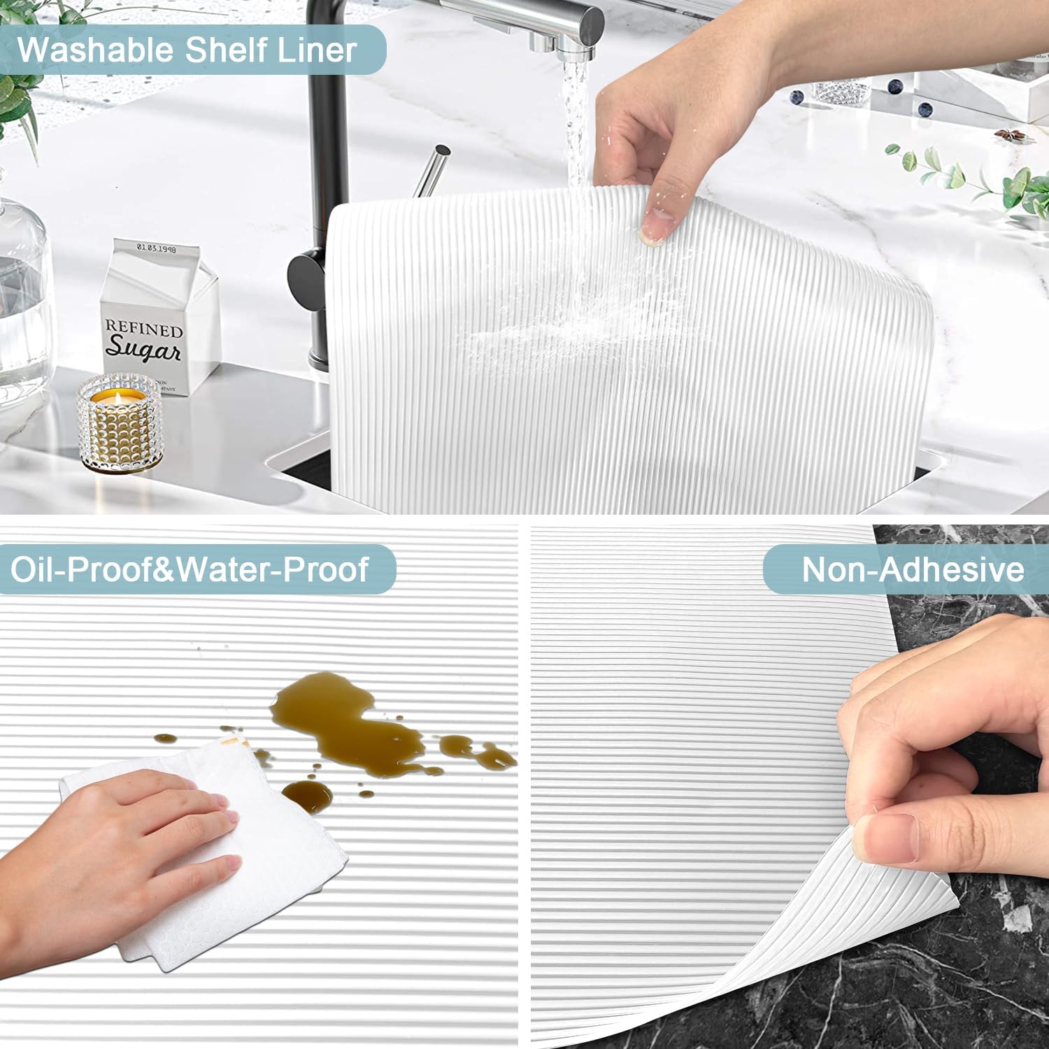 Revestimiento antideslizante de 12 pulgadas de ancho para cajones, no adhesivos para armarios de cocina, vestidor de dormitorio, revestimientos