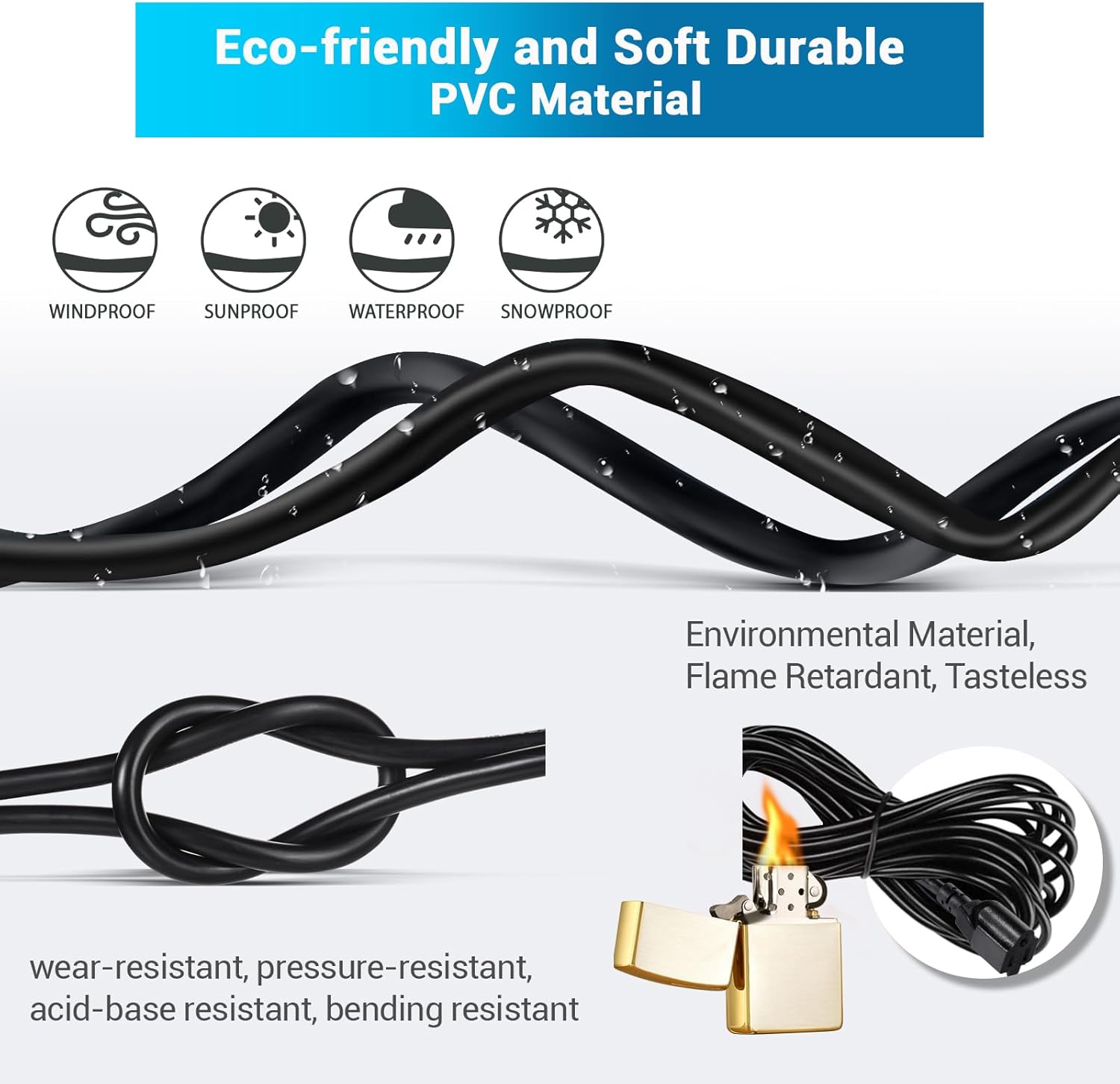 YOTIGER Cable de extensión para exteriores de 1 a 4 divisores para luces de Navidad, máximo 33.3 pies de extremo a extremo (43 pies en total),