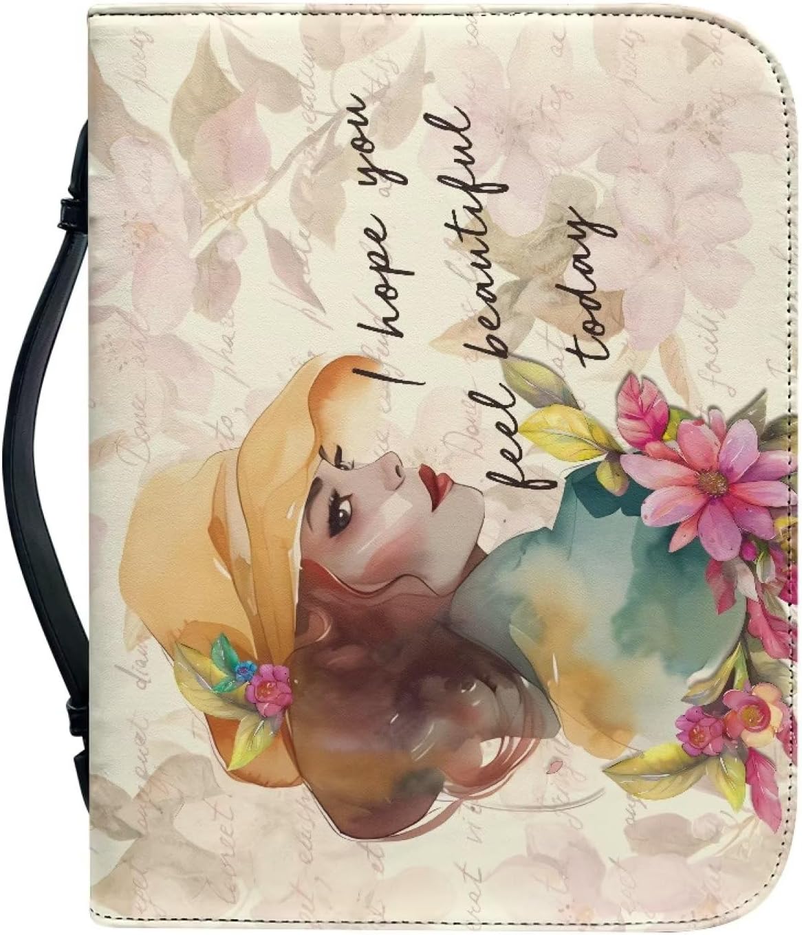 Fundas de Biblia con estampado floral para mujeres y hombres, con texto en inglés “I Hope You Feel Beautiful Today”, bolsa para la Biblia para niños