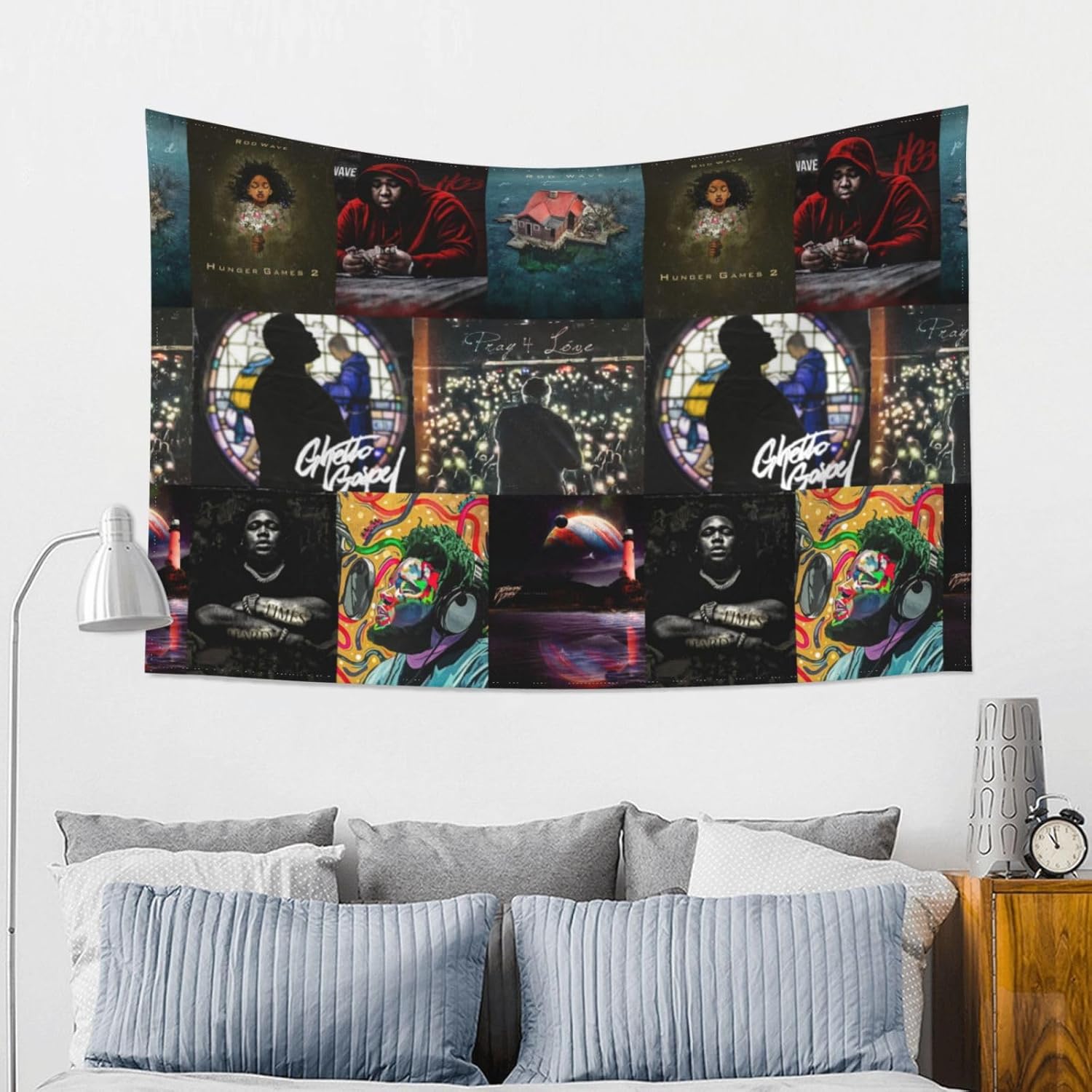 ALTUY Tapiz de varillas de rapero, tapiz de ondas de rapero, tapiz para colgar en la pared, arte de pared, tapiz de bandera estadounidense, póster
