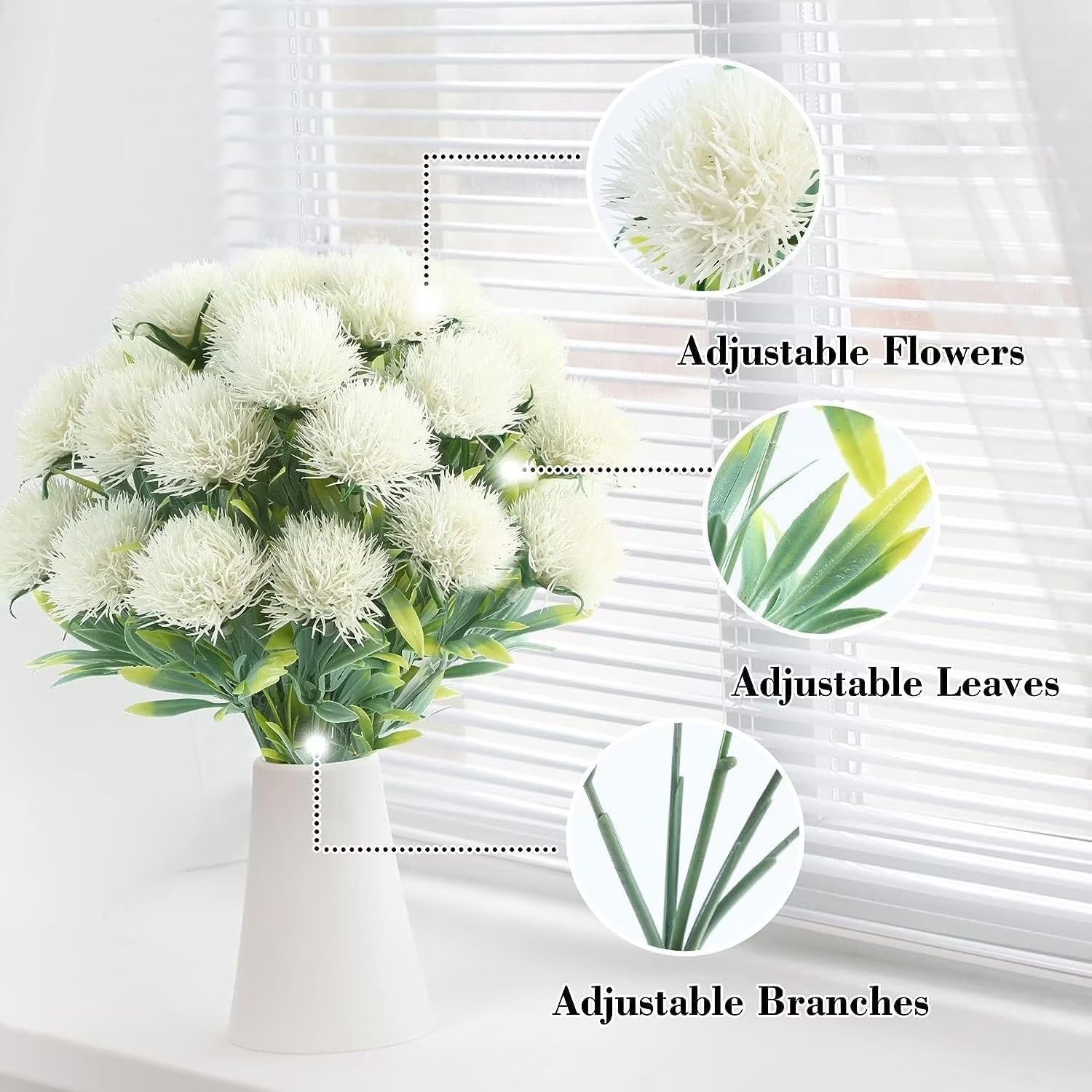 6 piezas de plantas artificiales artificiales, flores de plástico sintético, arbustos, plantas artificiales, resistentes a los rayos UV, para